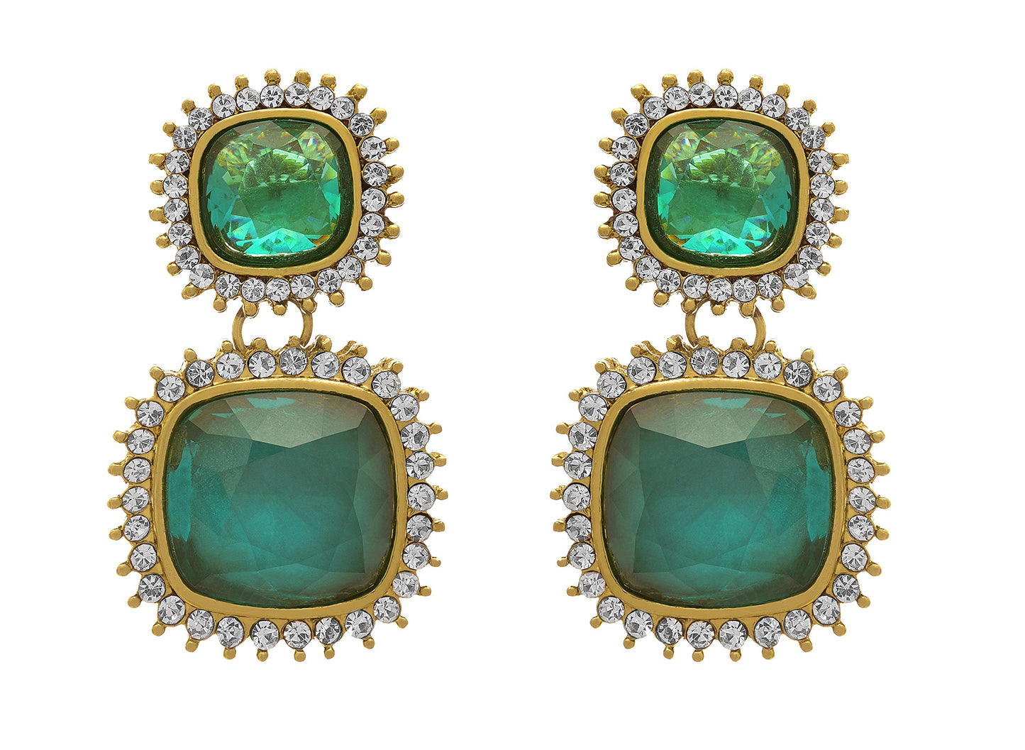 JFL - Fusion Ethnic One Gram Gold Plated Emerald Diamond Design Earring for Women and Girls (Green),Valentine