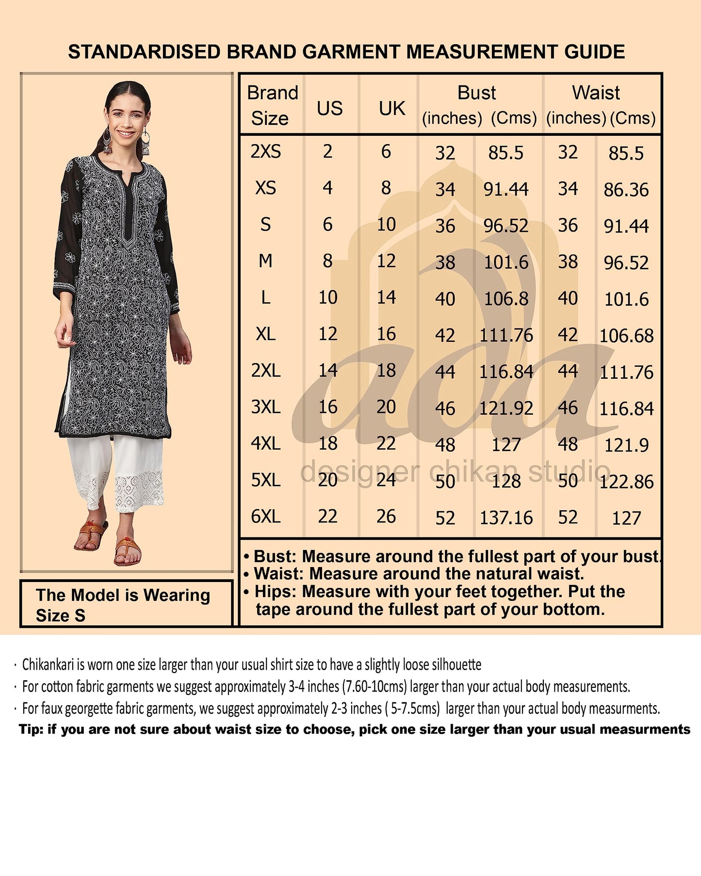 Ada Lucknowi Chikankari Hand Embroidered Straight Black Cotton Regular Fit Kurta Kurti Tunic For Women A188048 (L)