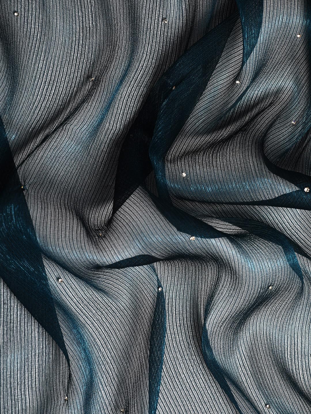 MOHEY Blue Organza Mirror Embroidered Saree for Women