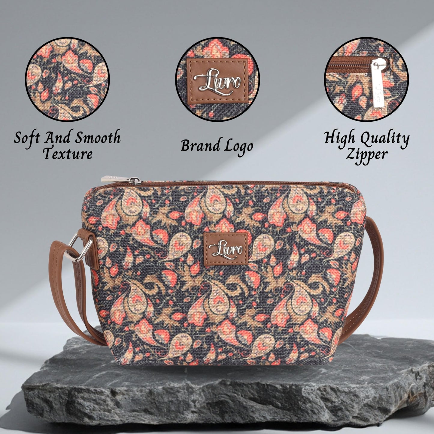 LIVRO Stylish Vegan Leather Sling Bag for Women – Latest Trendy Crossbody Sling Bag for Girls | Lightweight & Durable slingbag for Everyday Casual Use, Travel & Outings | LV Carry Bag