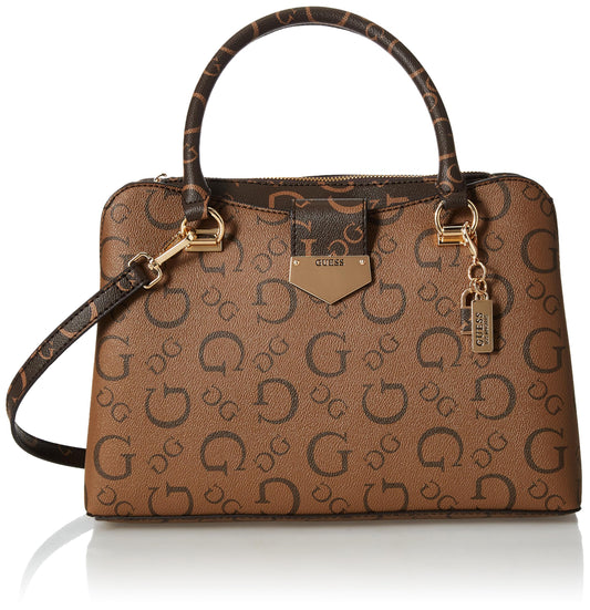 GUESS Women's Brown Printed Satchel Bag| Ladies Purse Handbags | Gift For Ladies