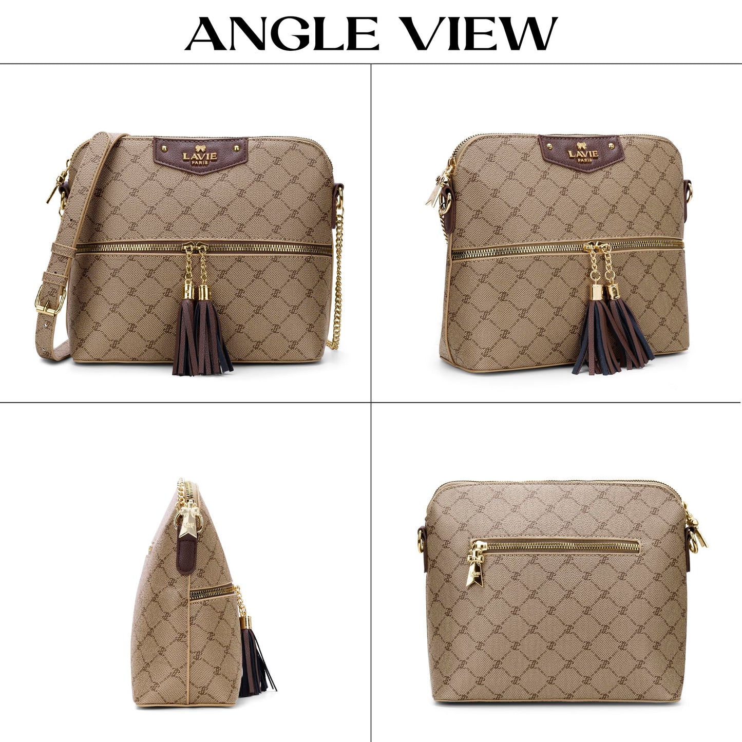 LAVIE PARIS Women's Alfie Tassel Monogram Crossbody Sling Bag | Ladies Purse Handbag | Gift for Women