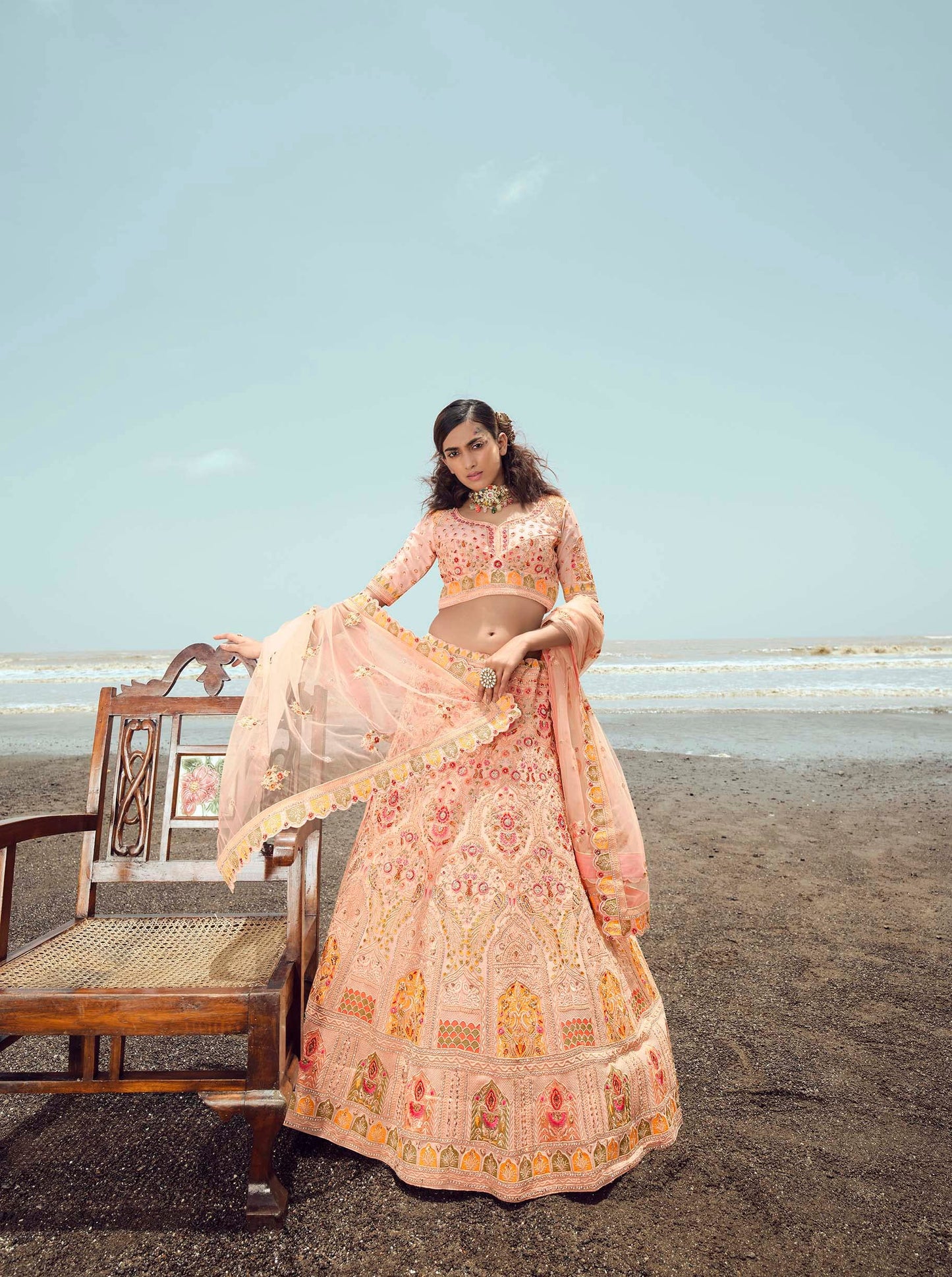 FUSIONIC Dazzling Pink Color Zari Resham and Dori Work Lehenga Choli For Women