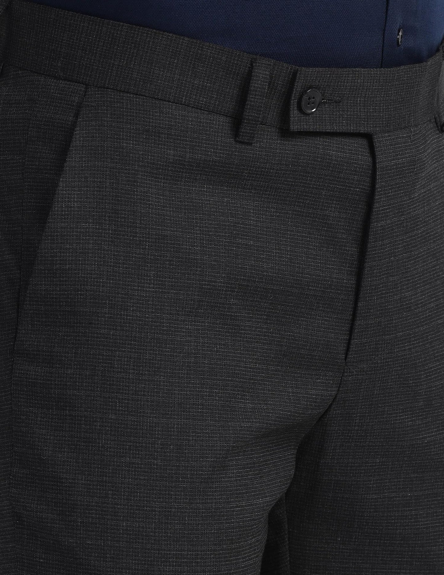Arrow Men's Solid Polyester Formal Trouser Black