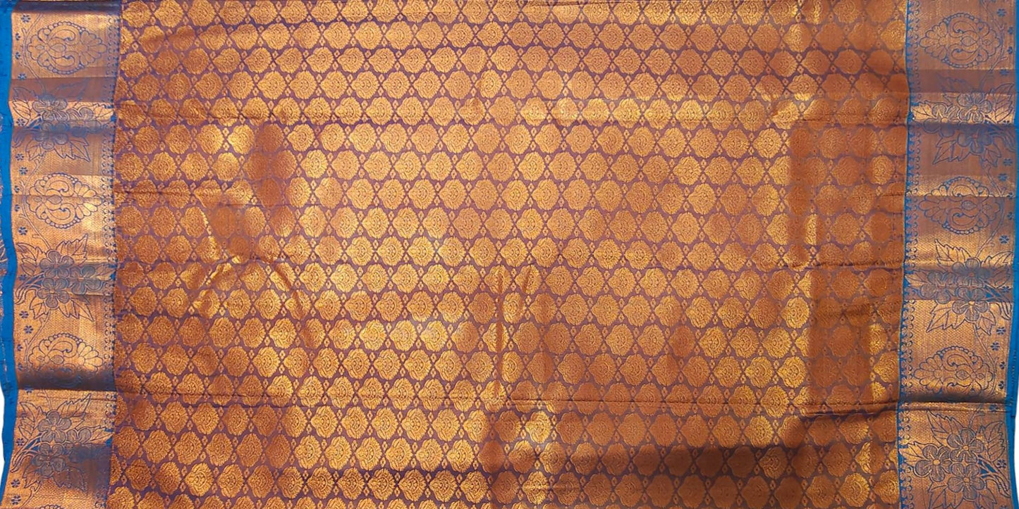 VFCollections Women's Kanchipuram Silk Pure Pattu Sarees With Blouse (Vfc320-118), Multi