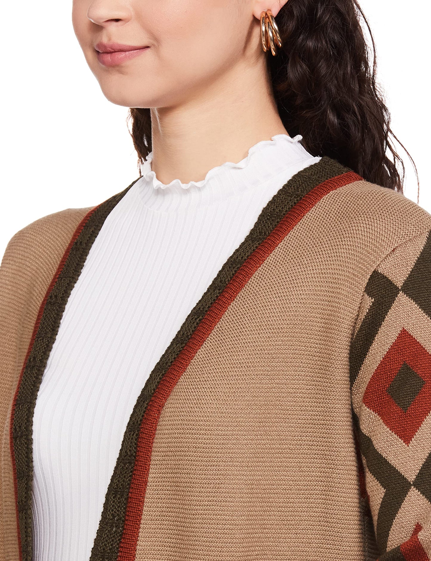 Max Women's Acrylic Casual Shrug Sweater (SRG2605_Beige_L)