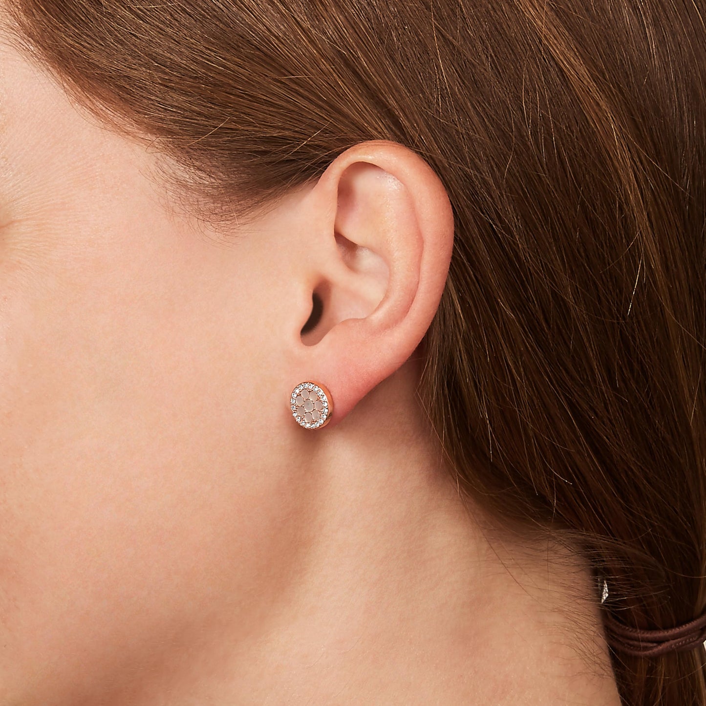 Fossil Mop Rose Gold Earring JF02906791 For Women