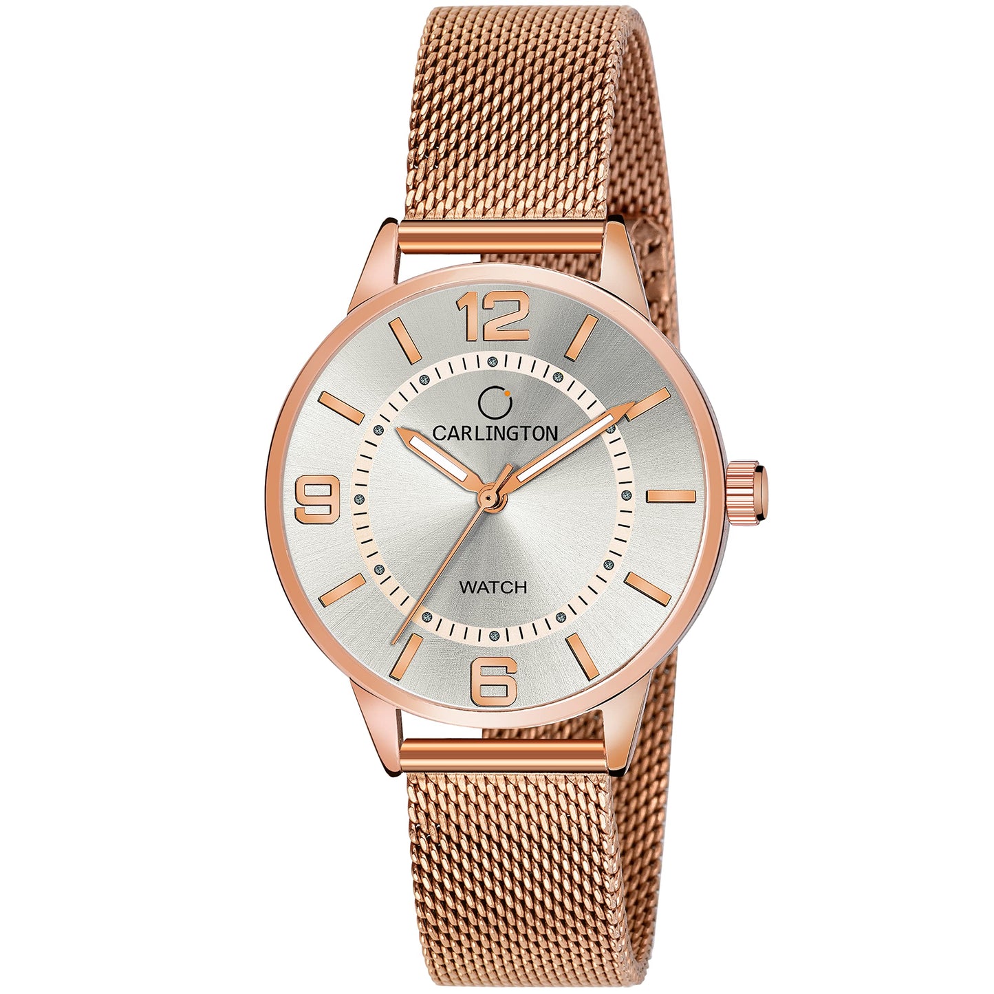 Carlington Stainless Steel Analog Dial Women & Girl's Watch- Elite 2020 (Rose White), Rose Gold Band