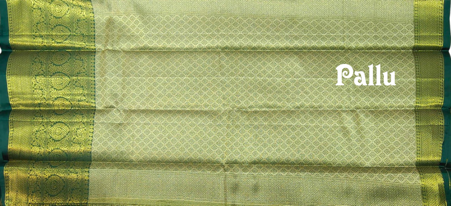 SREE KUMARAN Women's Kanchipuram Silk Pure Pattu Sarees With Blouse (VSK138-2) (VSK188-2)