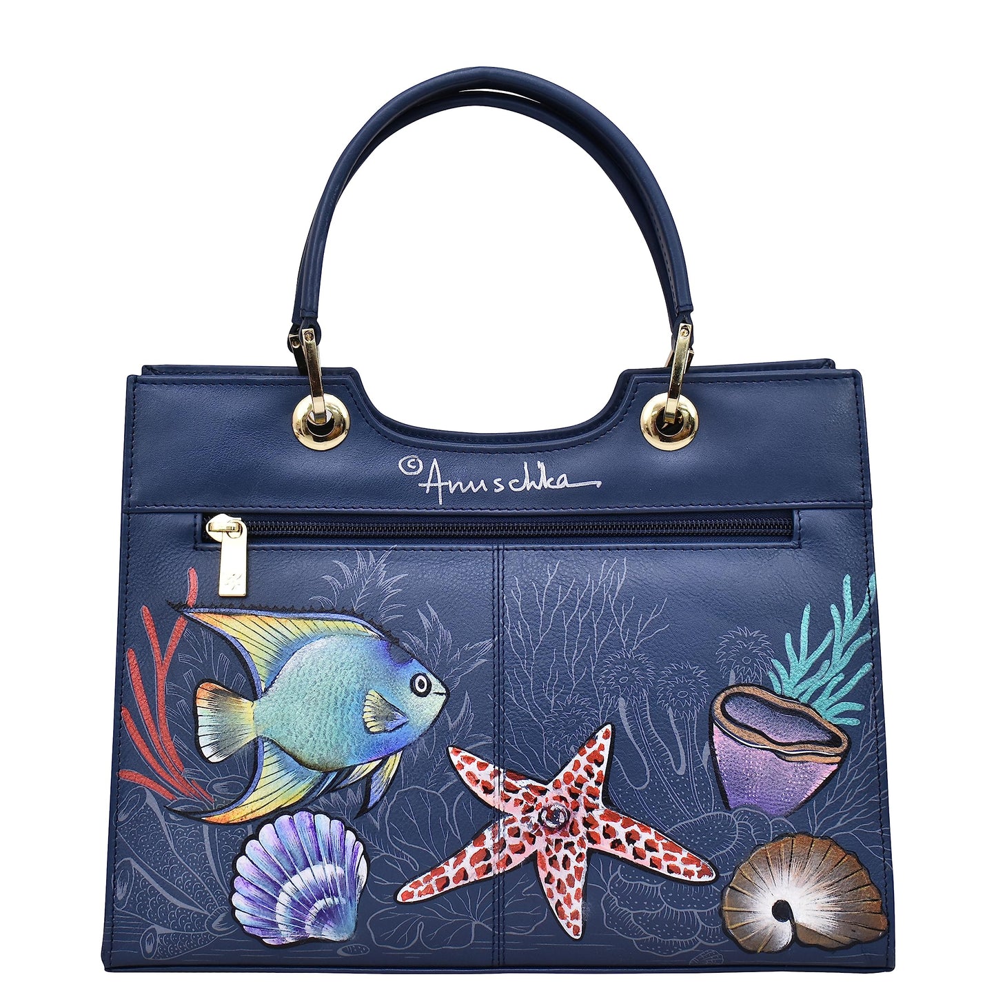 Anuschka Women’s Hand-Painted Genuine Leather Medium Satchel - Mystical Reef