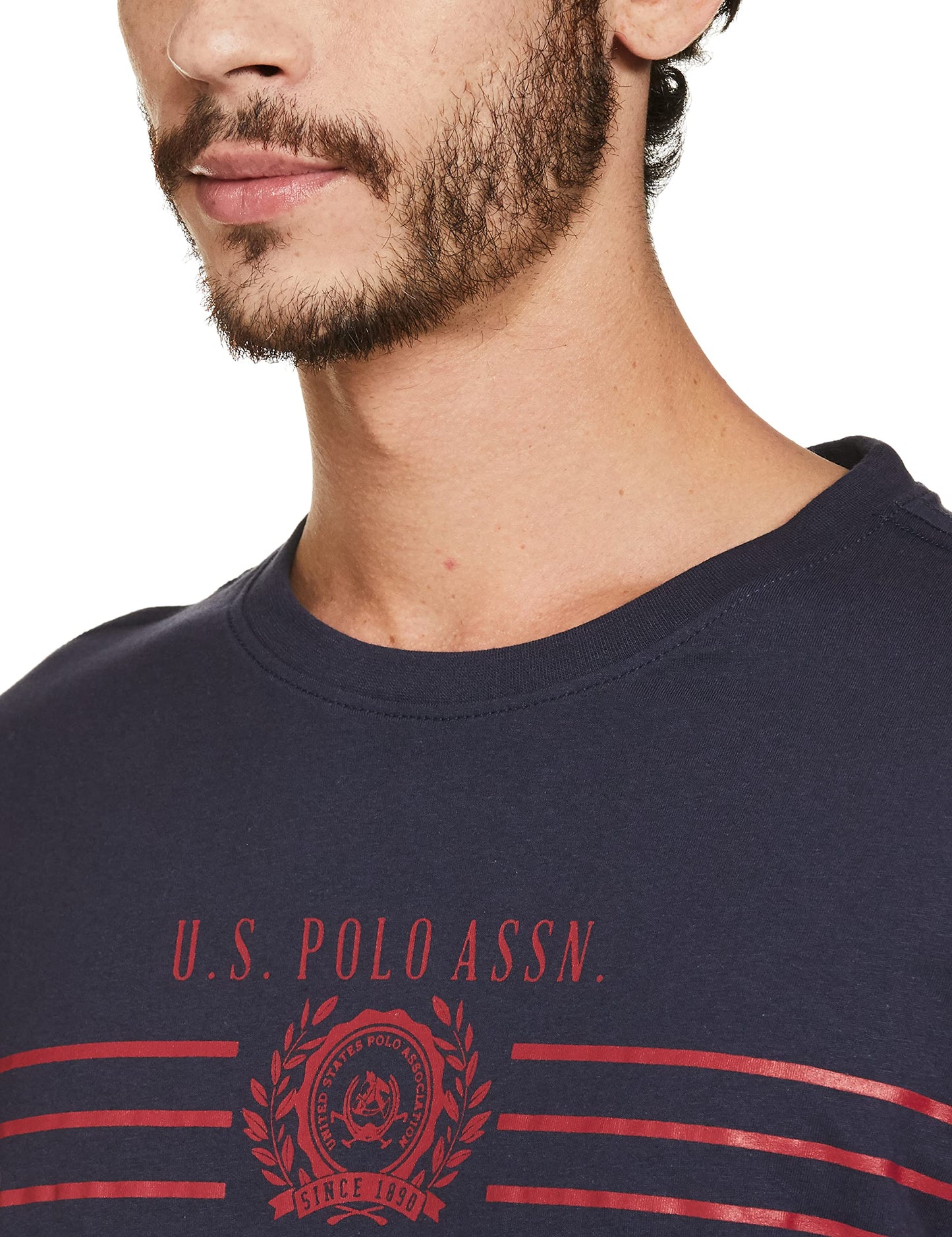 U.S. POLO ASSN. Mens Half Sleeve Round Neck T Shirts (USTSHS1368_Blue_XXL)