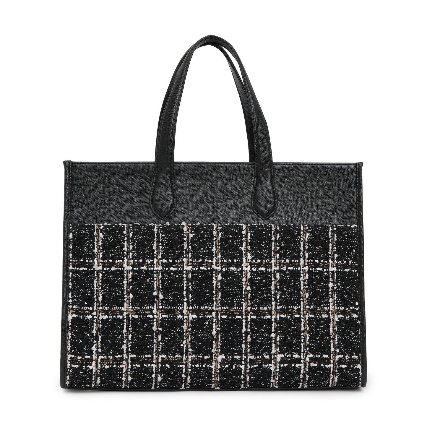 KLEIO Tweed Tote Hand Bag with laptop Compartment and a Zip Closure for Office Women