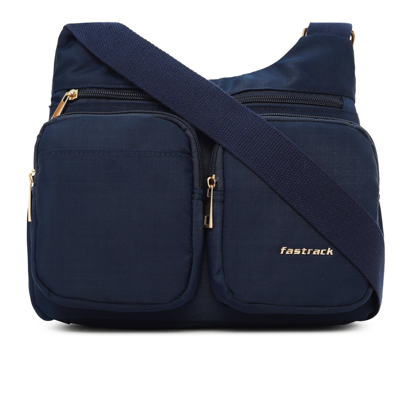 Blue Nylon Sling Bag for Women | Lightweight Twill-Detail Crossbody with 2 Main Compartments, 3 Quick-Access Pockets & Zipper Closure | Everyday Sling for Travel, College & Casual Outings