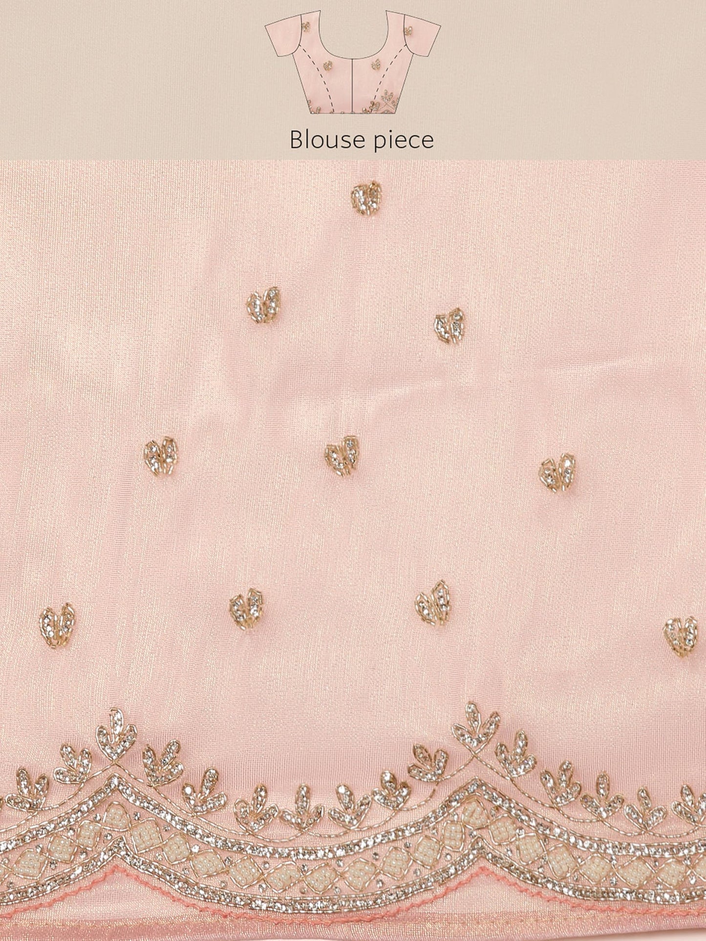 MOHEY Women's Pink Organza Hand Embroidered|Stone Work Saree