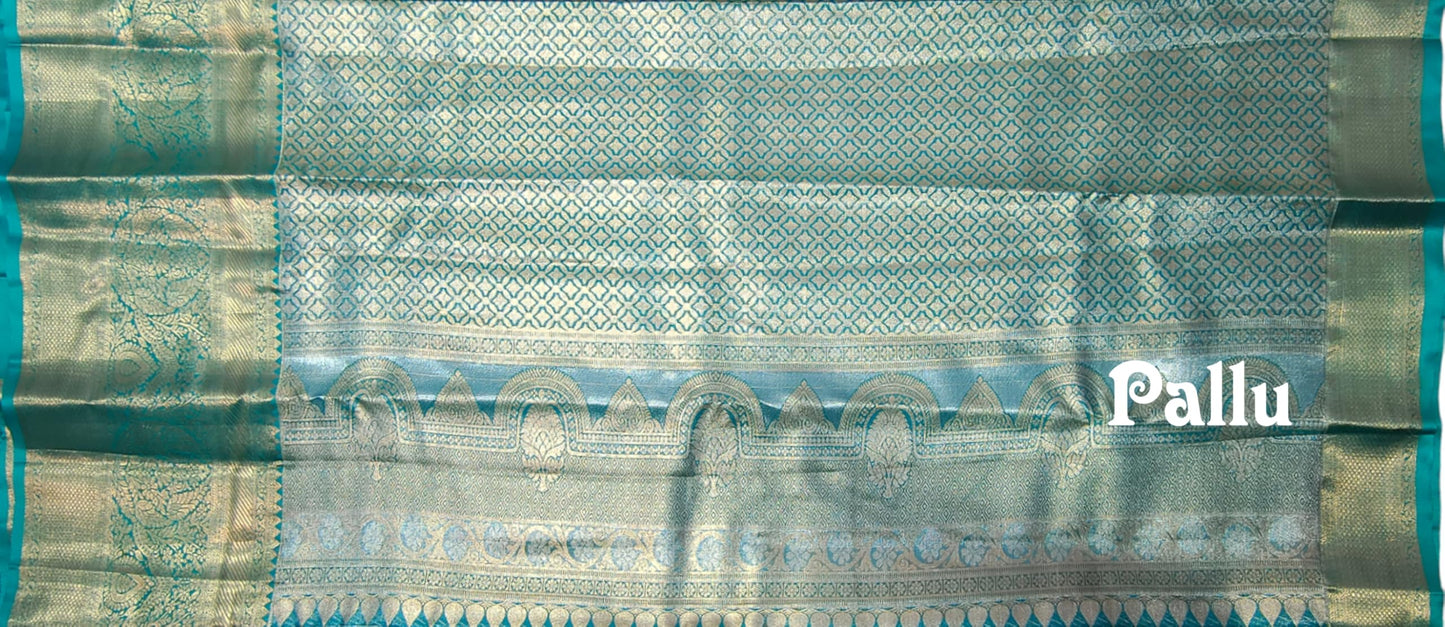 VFCollections Women's Kanchipuram Silk Pure Pattu Sarees With Blouse (VFC265-3)