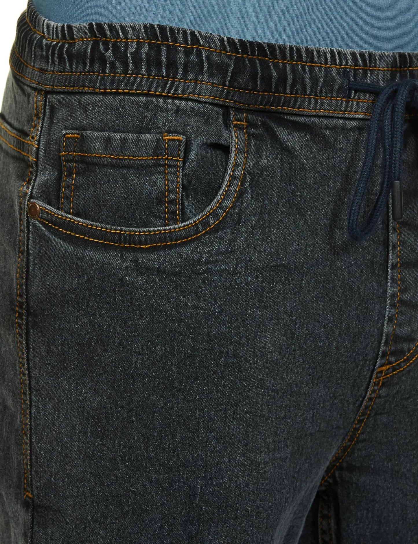 INKD Men's Jogger Jeans - Mid-Rise | Cotton Blend | Stretchable Fabric| Elasticated Waistband | Classic 5 Pocket Styling (Graphite, 38)