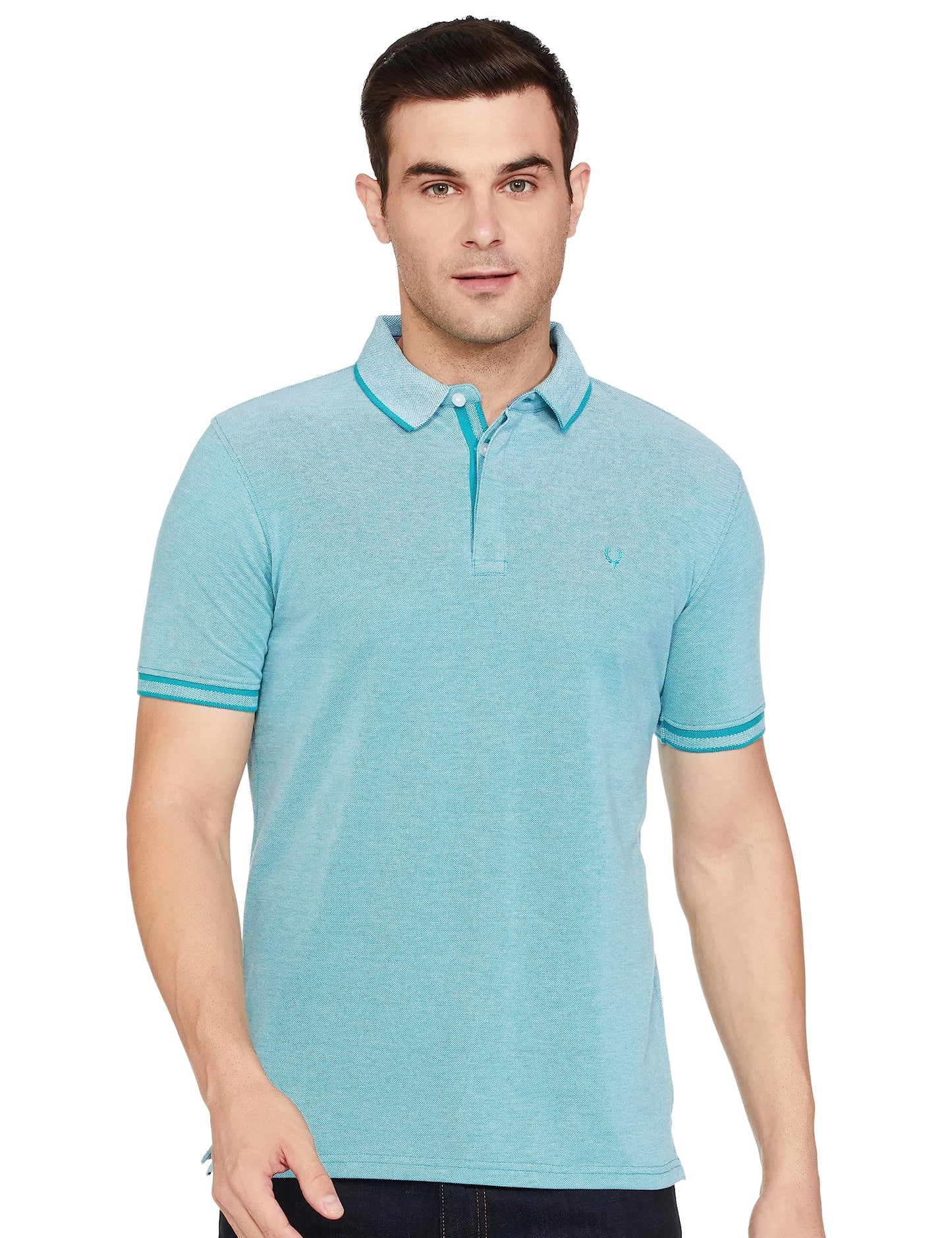 Allen Solly Men's Regular Fit T-Shirt (ASKPCURGFK82813_Teal M)