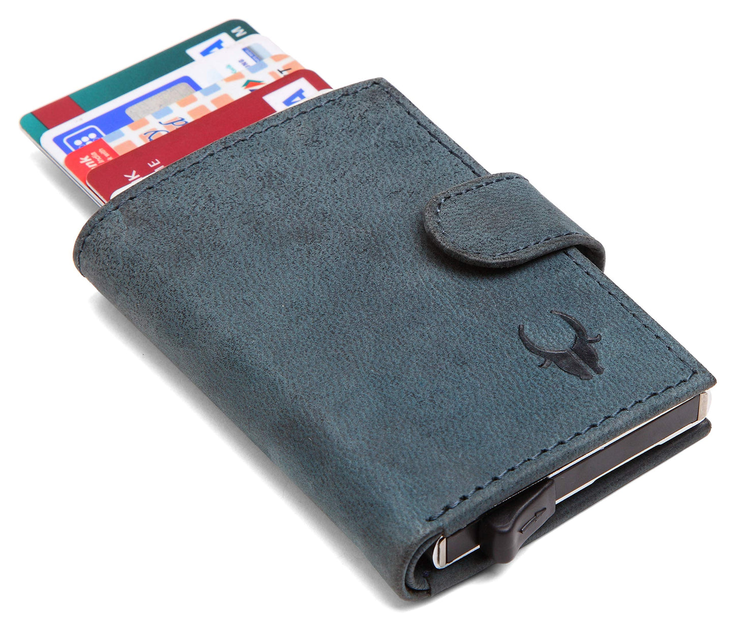 WildHorn Blue Leather Men's Wallet and Card Holder (RAKHIGIFT1173)