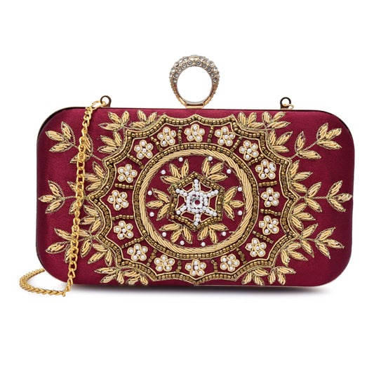 For The Beautiful You Embroidered Women's Ring Clutch (Cherry)