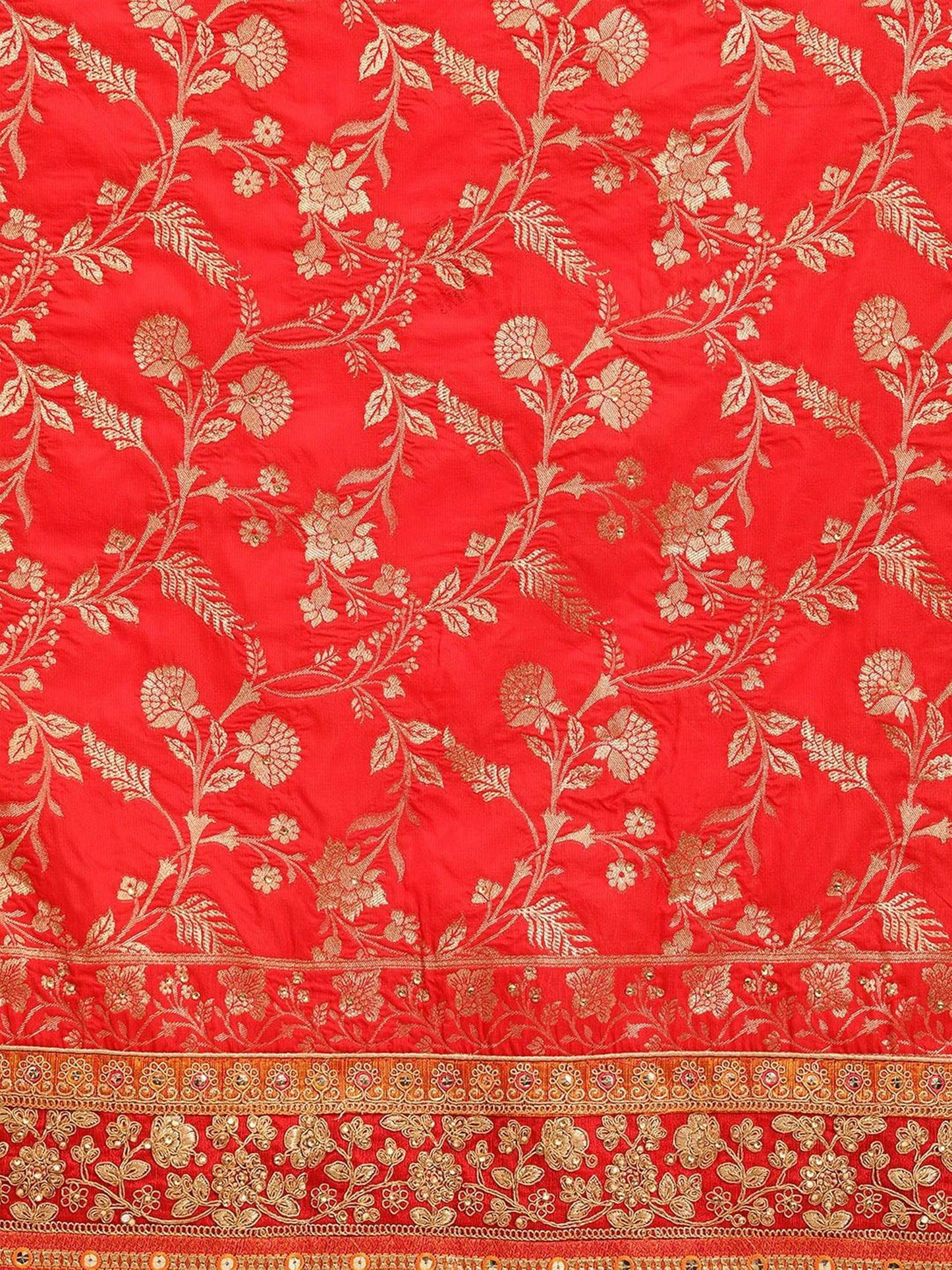 TRENDMALLS Women's Pure Silk Embroidery Work Saree with Unstitch Blouse Piece (K1112-Red)