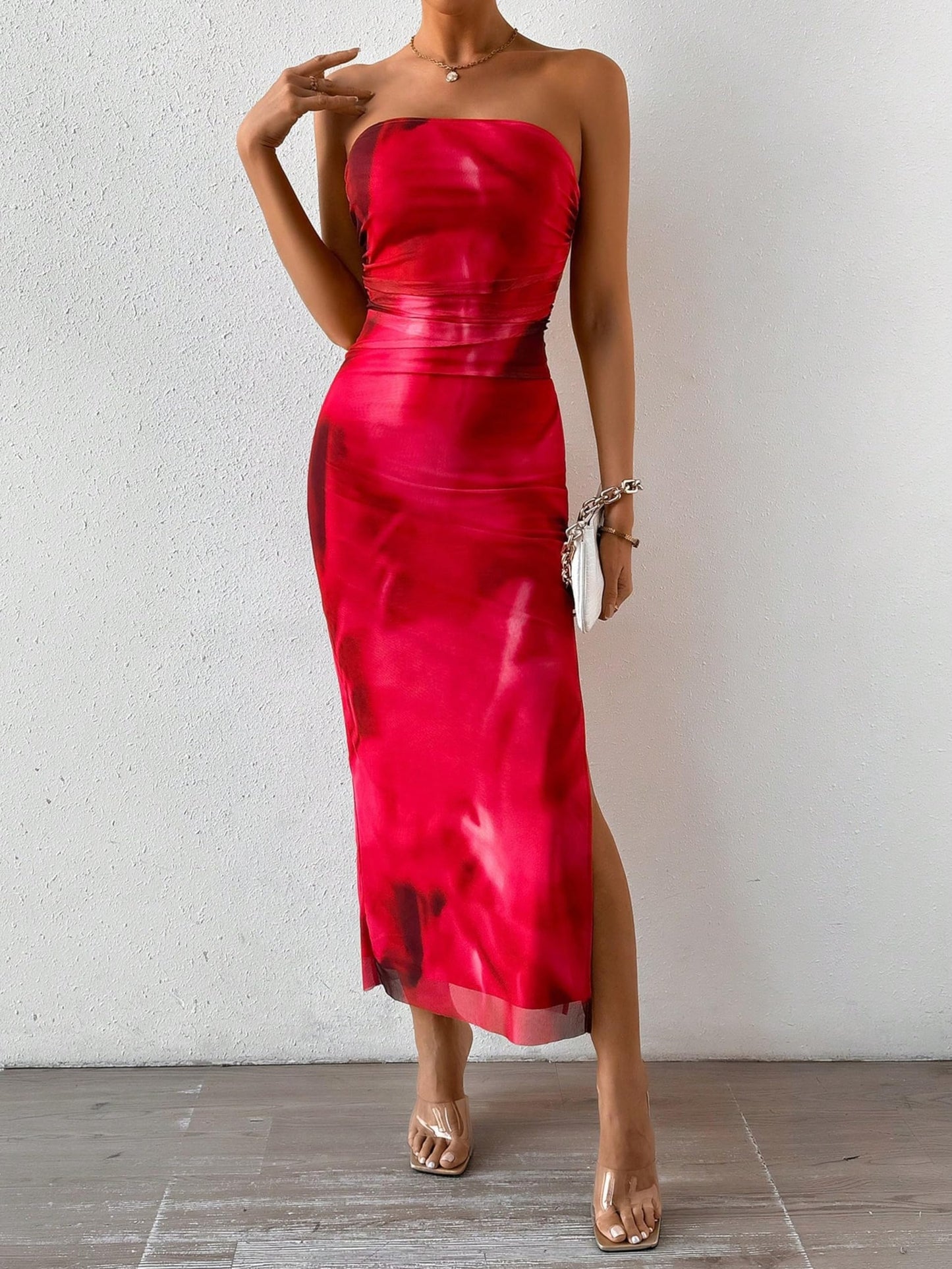 FASHION YARI Women's Summer Sleeveless Striped Flowy Casual Long Maxi Dress Red