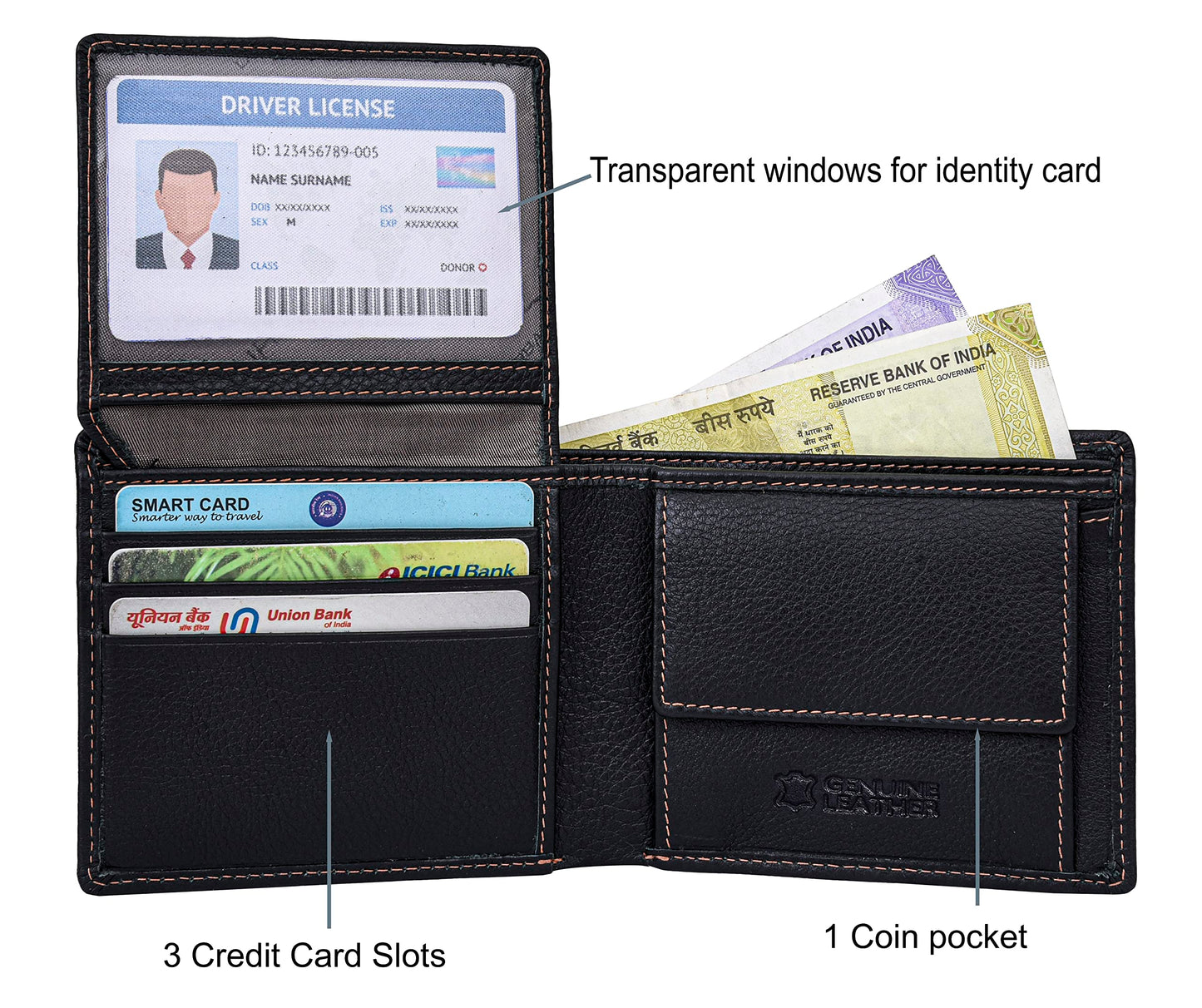 URBAN FOREST Charlie Black Leather Wallet for Men