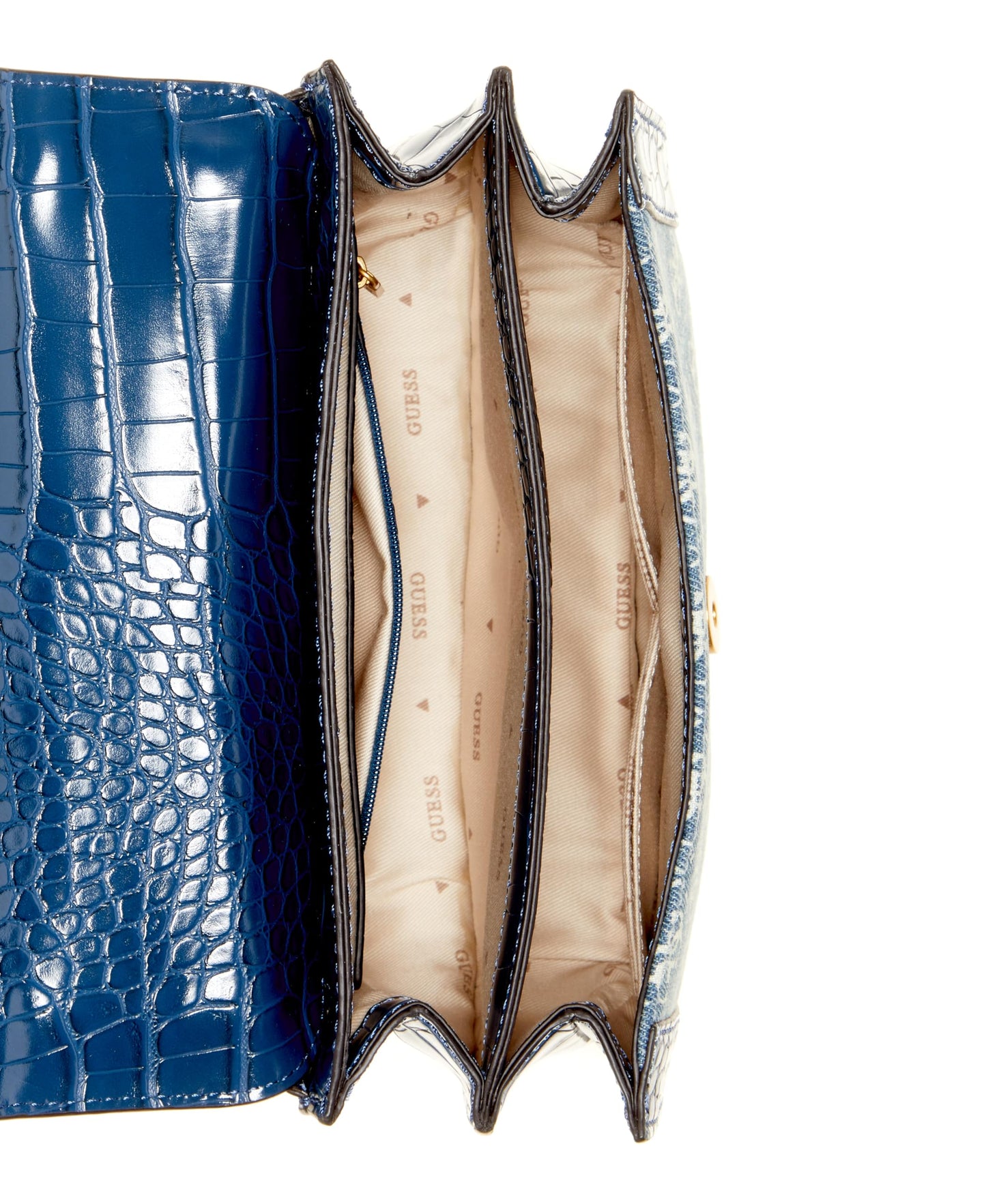 GUESS Women's Blue Cotton Logo Crossbody Bag