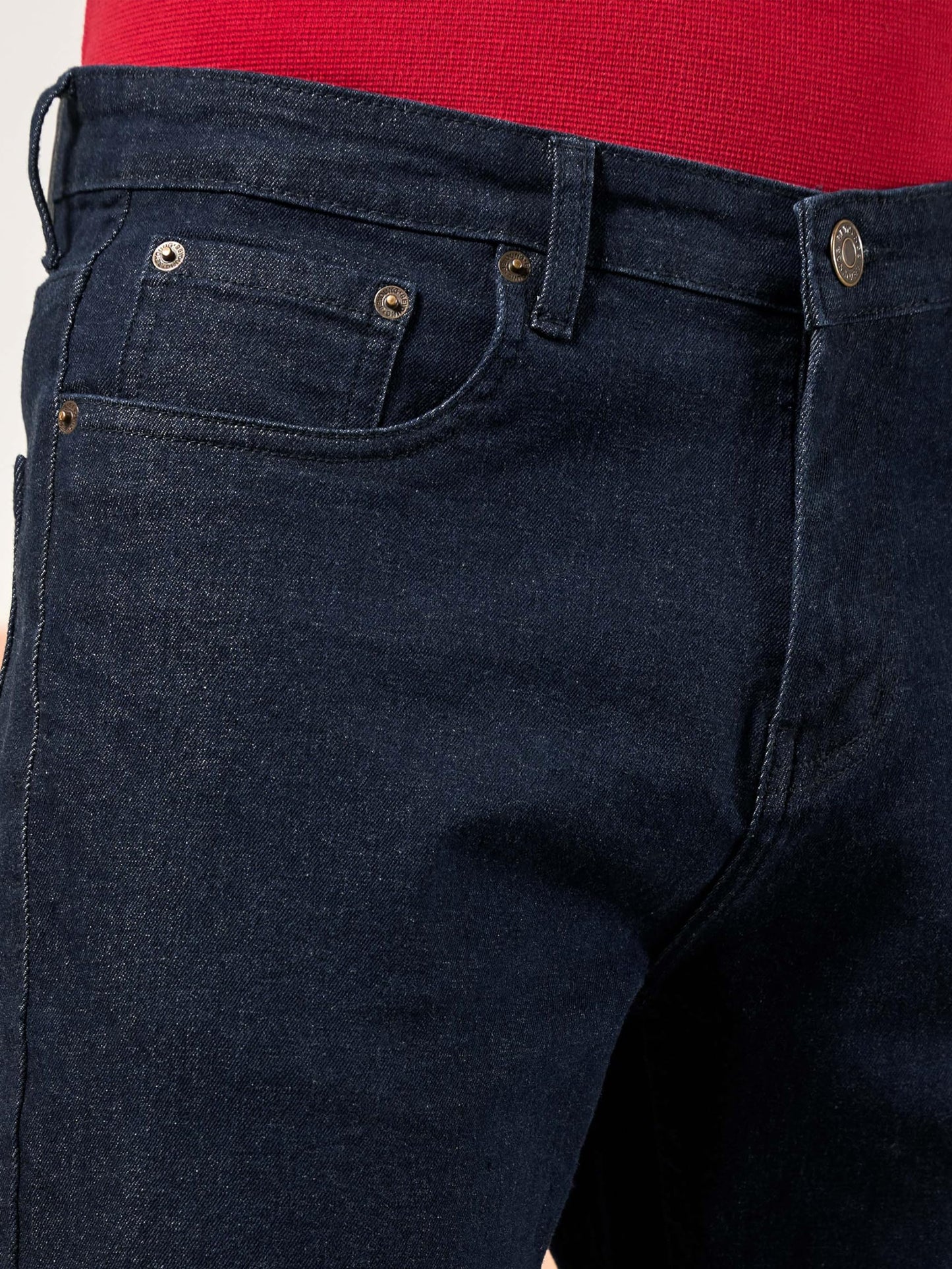 BYNG Cotton Lycra Regular Fit Jeans for Men - Dark Navy Blue | Mid-Rise Jeans for Men | 5 Pocket Design | Stretchable Fabric
