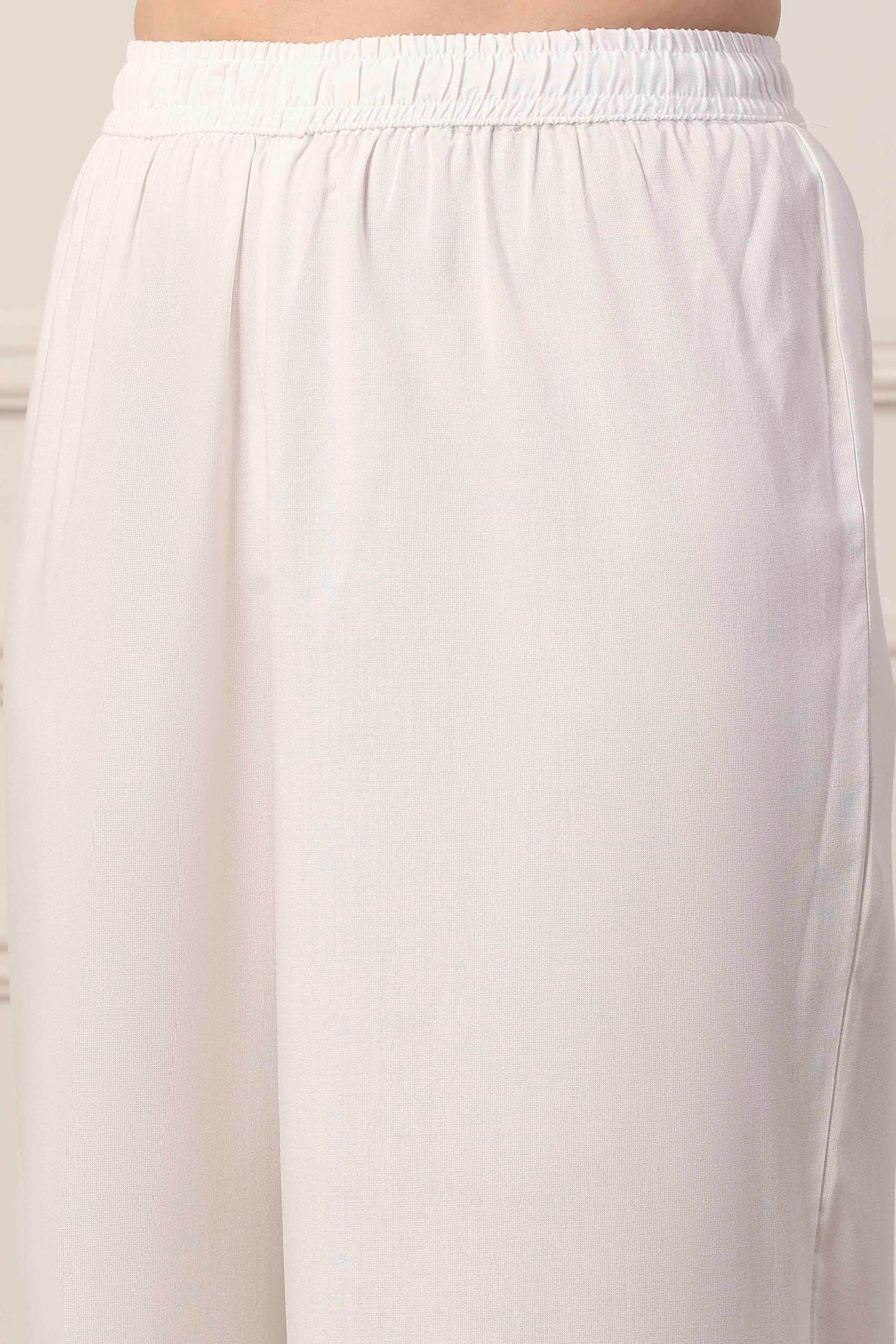 Biba Women White Viscose Rayon Straight Suit Set_42