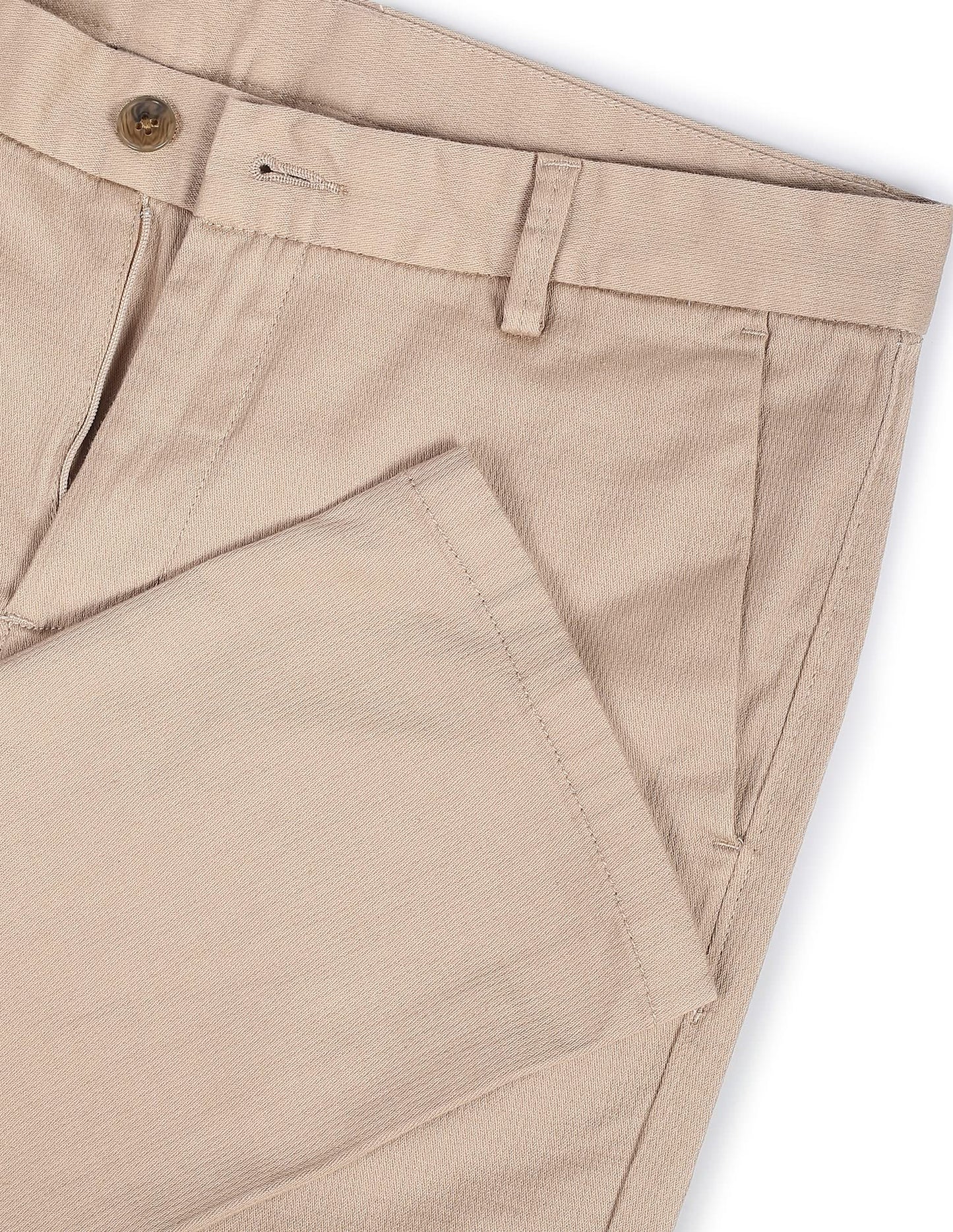 Arrow Sports Men's Mid Rise Solid Slim Fit Acrylic Casual Trouser Khaki, 32