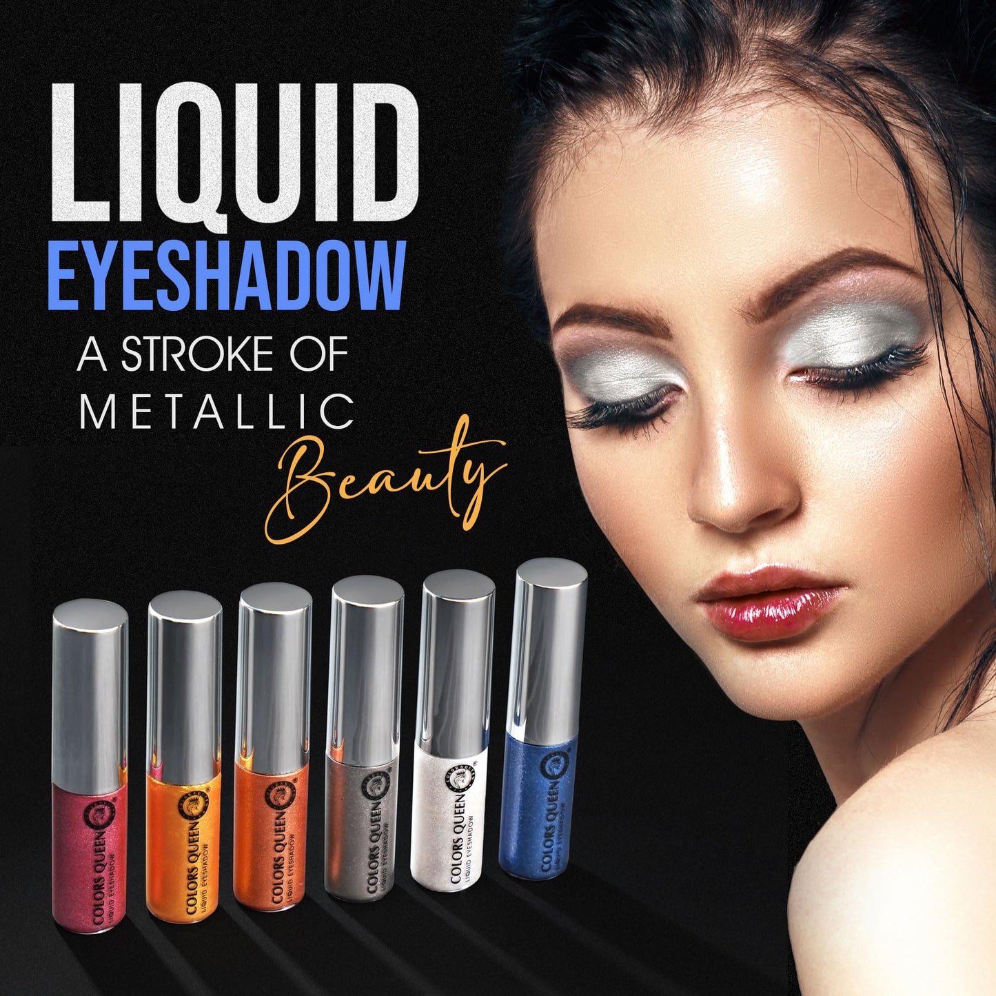 Colors Queen Metallic Liquid Eyeshadow Highly Pigmented & Long Lasting Eyeshadow | Smooth One Stroke Application, Non-Transfer, Waterproof Eye Shadow (Shade - 05, 7g)