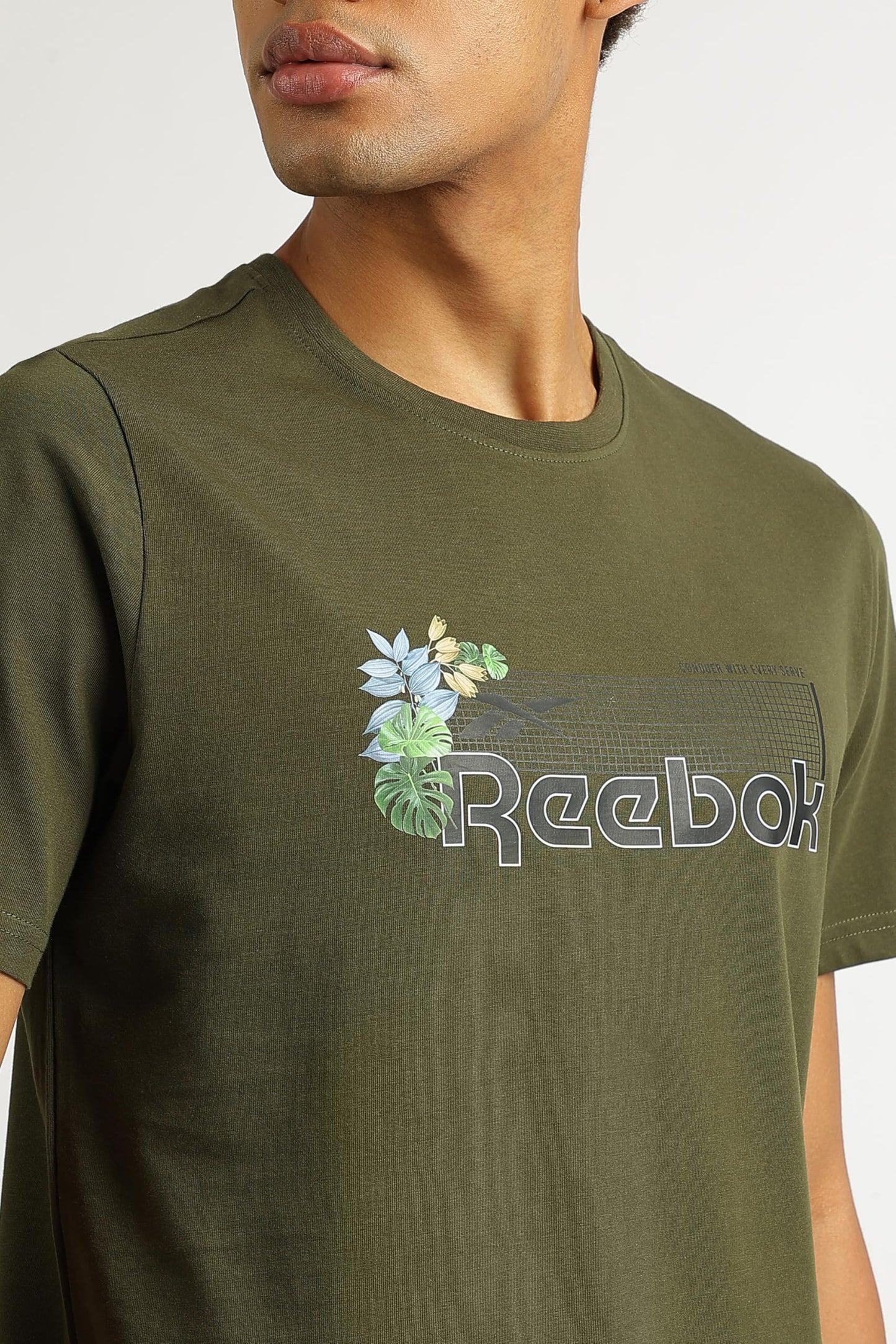Reebok Iconic Casual T-Shirt | Crew Neck Regular Fit T-Shirt | Green Cotton T-Shirt