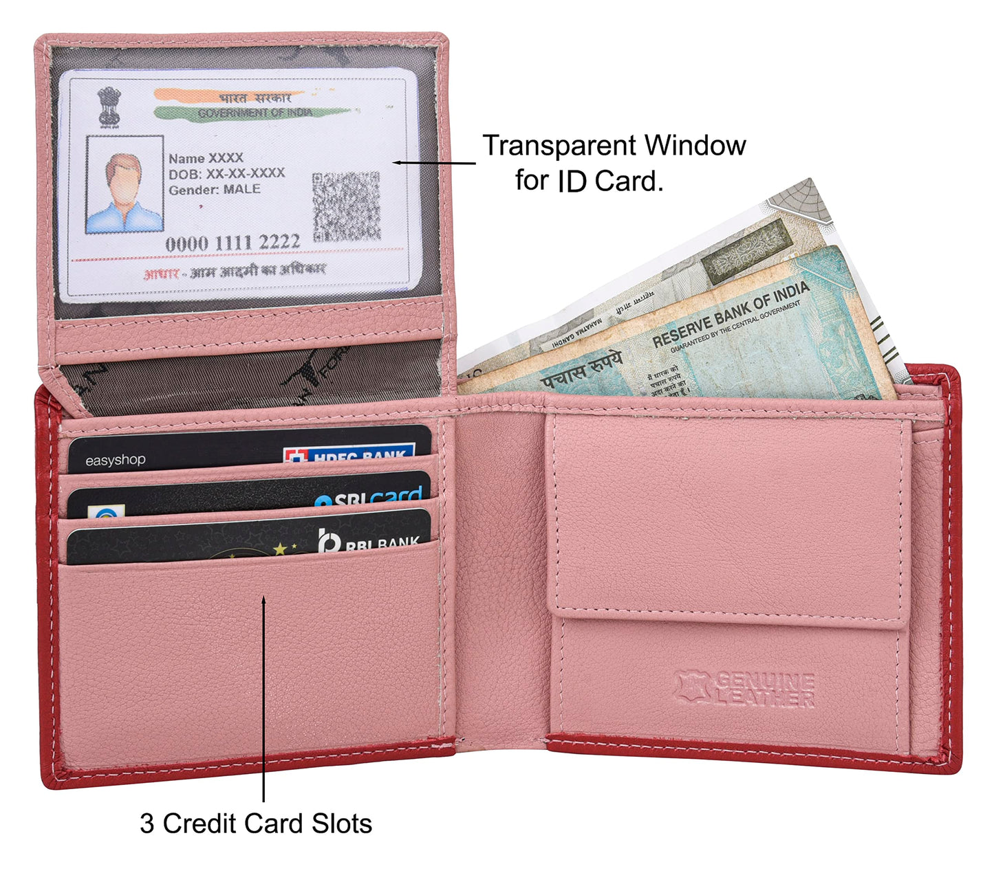 URBAN FOREST Kyle Red/Pink Leather Wallet for Women