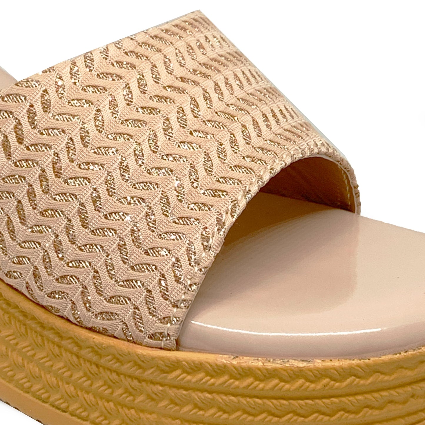 WFS Women’s Black 2.5 Inch Wedge Heel Slip-On Fashion Sandals – Shimmer Finish (Cream, UK Footwear Size System, Adult, Women, Numeric, Medium, 6)