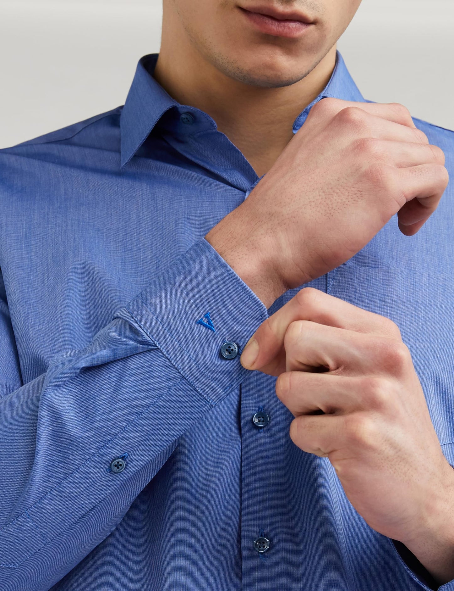 Van Heusen Cotton Men's Solid Slim Fit Formal Shirt (Vhsfrslbn06814_Medium Blue 42)