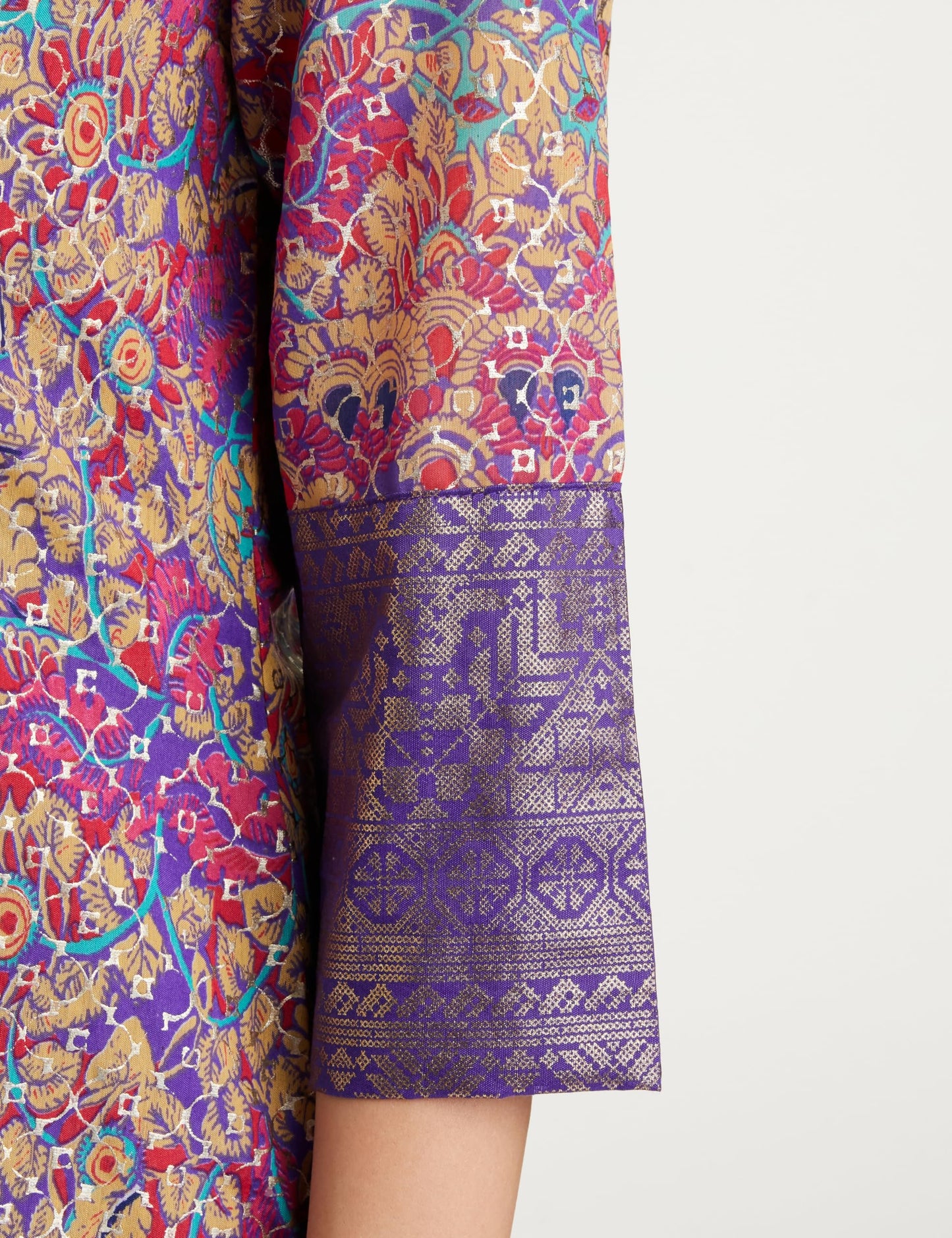 BIBA Women Cotton Blend Printed Straight Salwar Kurta Dupatta(Skdassorted7566E_Purple_36)