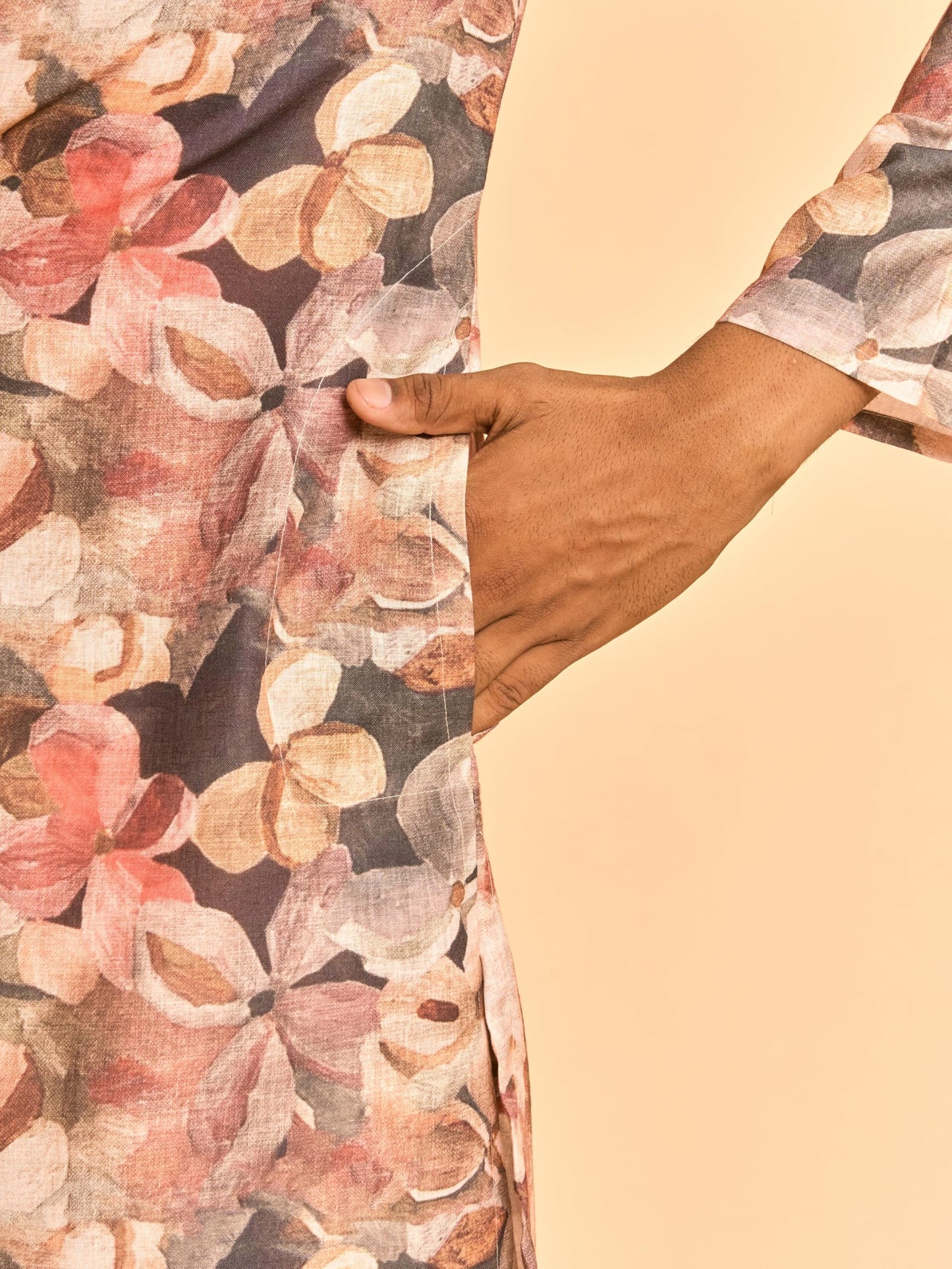 DIWAS BY MANYAVAR Men's Cotton Blend Abstract Floral Print Casual Kurta Set (2pcs)