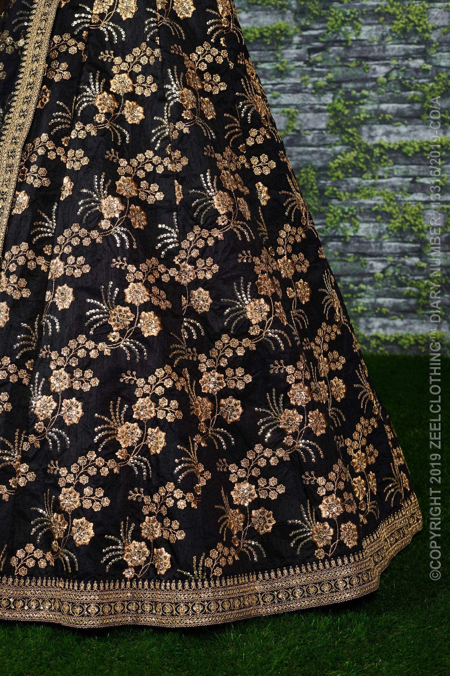 Zeel Clothing Women's Heavy Art Silk Semi-Stitched Lehenga Choli with Dupatta(7028-Black-New-Designer-Lehenga_Black_Free Size)