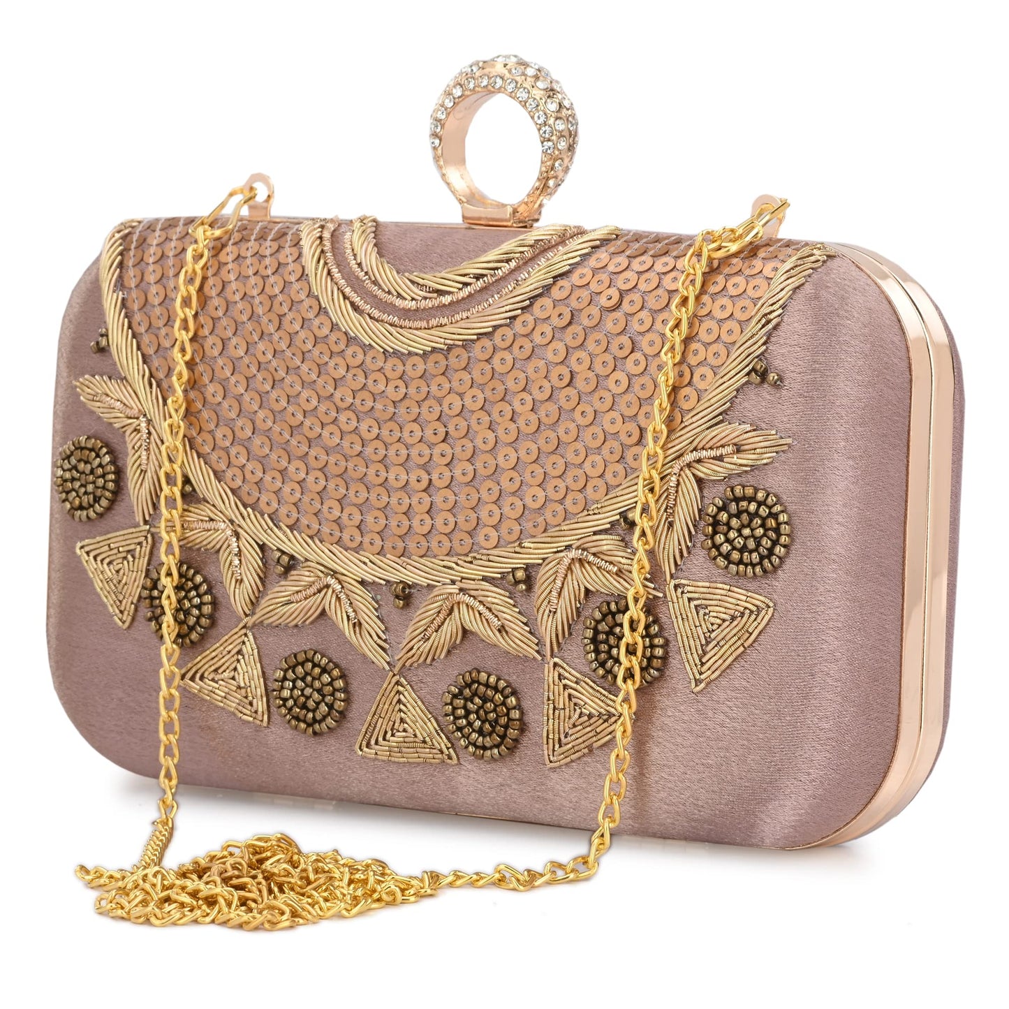 For The Beautiful You Pink Embroidered Women's Ring Clutch