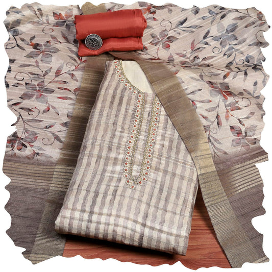 Biba Women Green Silk Blend Printed Unstitched Suit Set_FREE SIZE