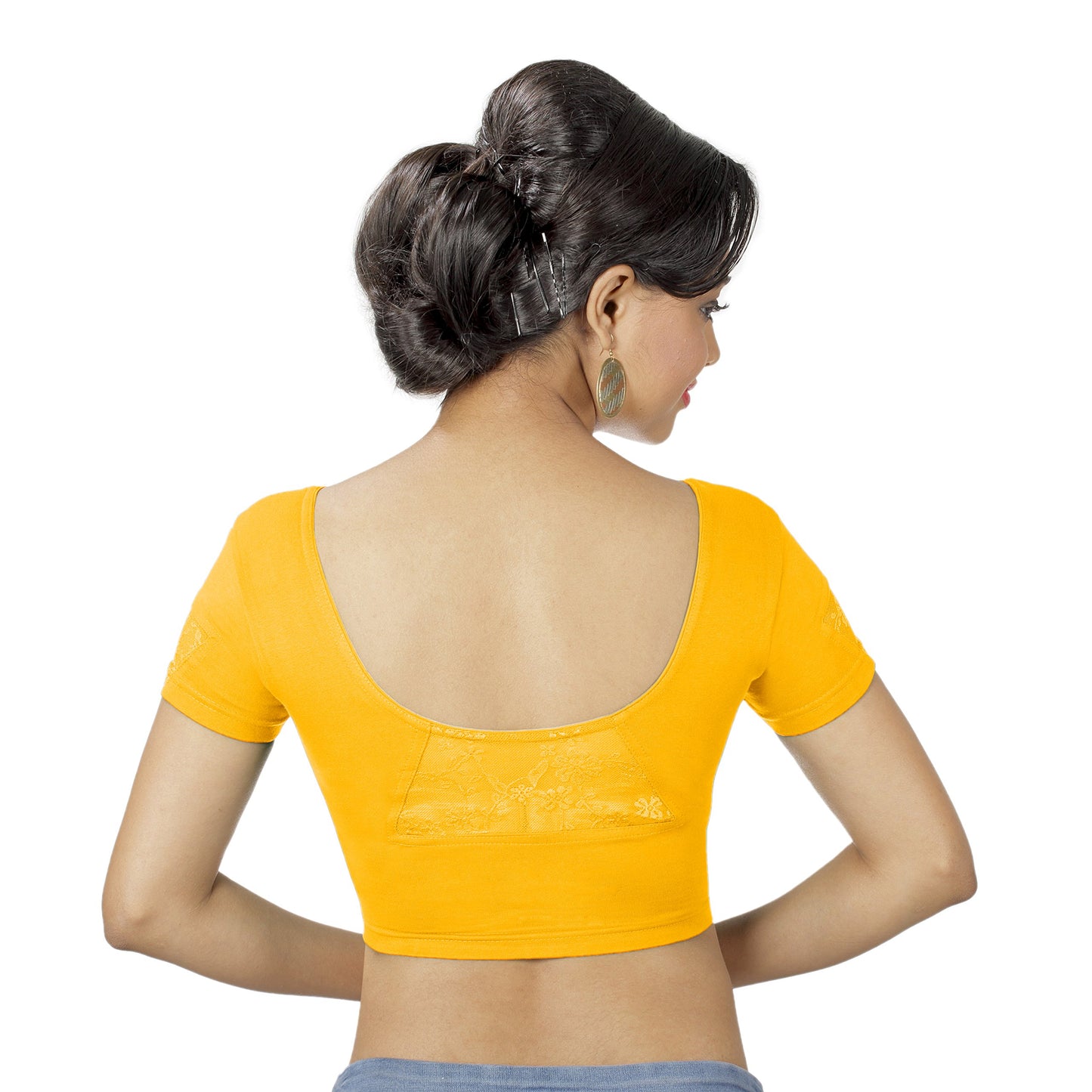 Abhi Women's Yellow Half Sleeve Cotton Blouse |Regular fit |Readymade Blouse
