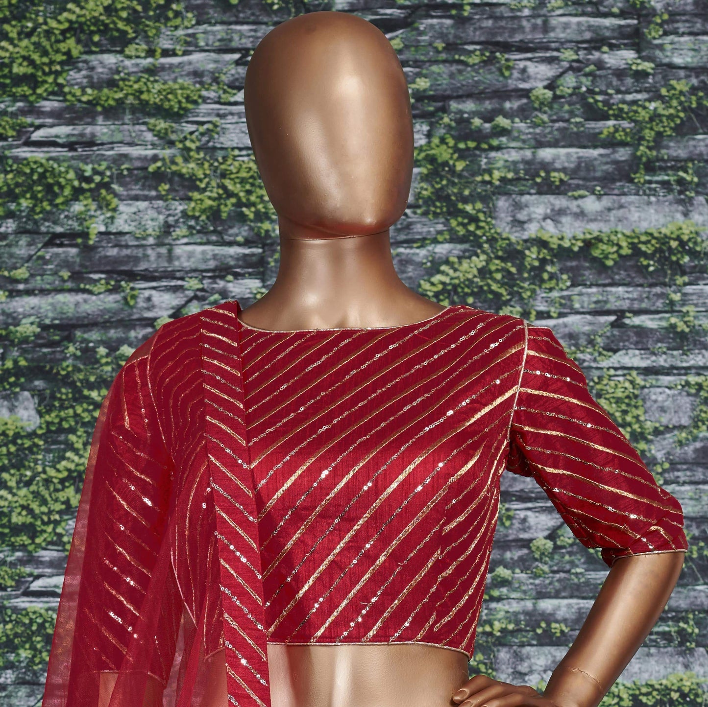 Zeel Clothing Women's Faux Silk Semi stitched Lehenga Choli (7030-Red-Wedding-Bridal-Lehenga_Red_Free Size)