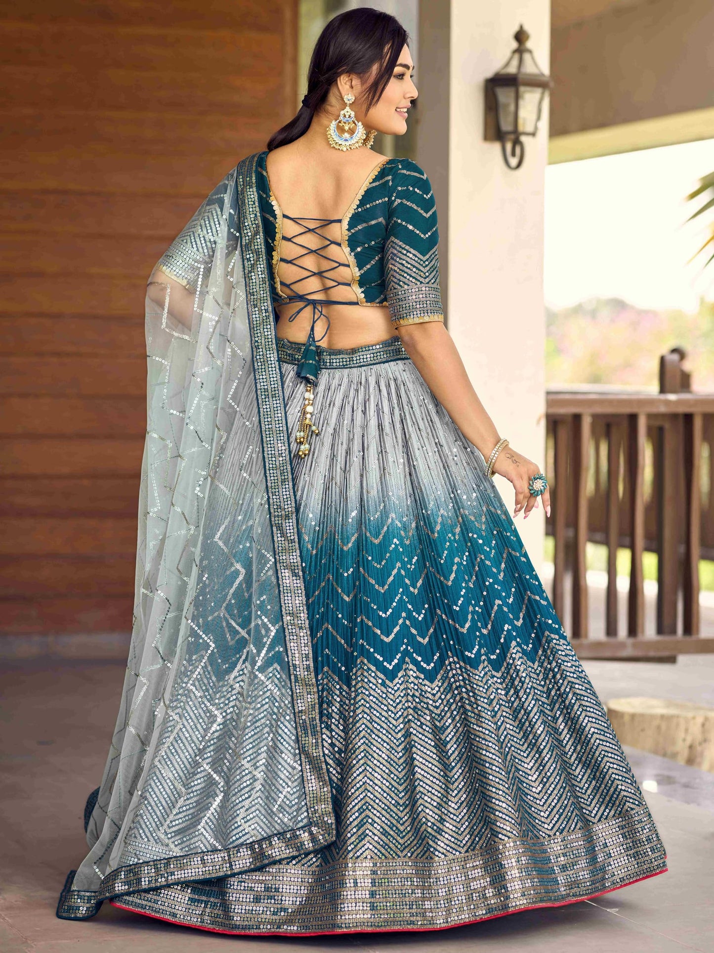 Zeel Clothing Women's Zari & Sequins Embroidered Art Silk New Semi-Stitched Lehenga Choli With Dupatta (5057-Blue-Womens-Lehenga-Choli-Latest; Free Size)