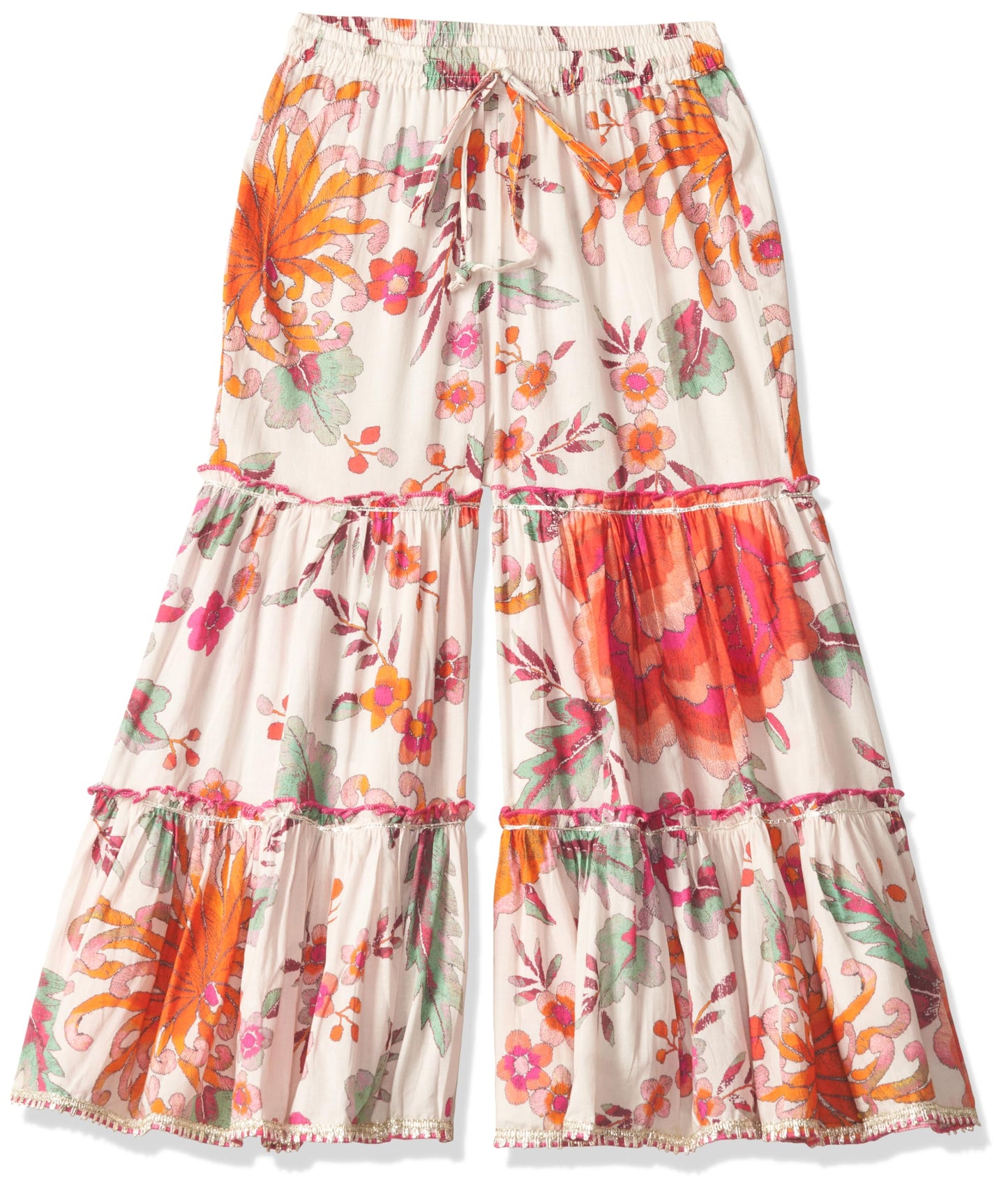 BIBA Girls PRINTED GATHERED KID(KWSPARKLE & SHINE5909_OFF WHITE_7)