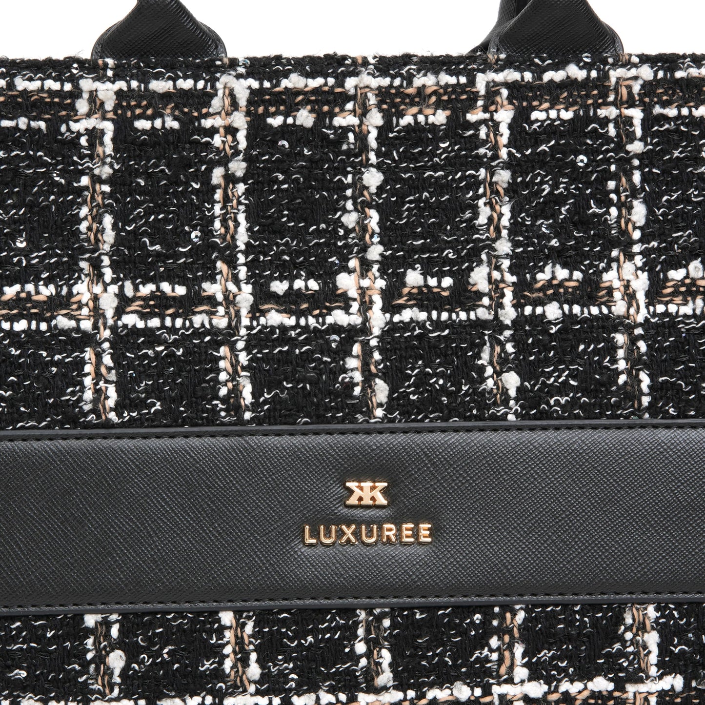 KLEIO Tweed Tote hand Bag with a laptop Compartment and Zip Closure for Work Office Women