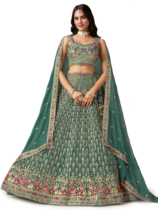 Zeel Clothing Women's Sequins and Thread Embroidered Work Georgette Lehenga Choli With Dupatta (5134-Women-Lehenga-Choli-Latest; Free size) (Blue)