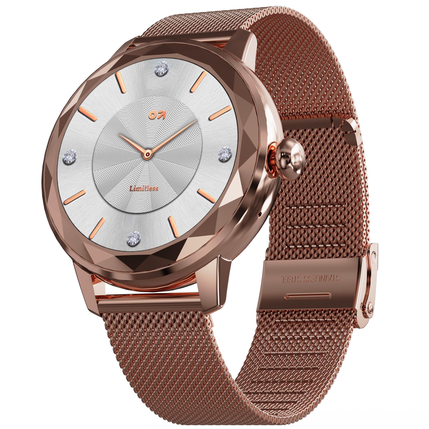 GOBOULT Newly Launched Alora Smart Watch 1.19'' AMOLED Display, BT Calling, Rotating Bezel, 150+Watchfaces, 800 Nits Brightness, AI Voice Assistant, SpO2 Monitoring, 120+ Sports Mode (Rose Gold)