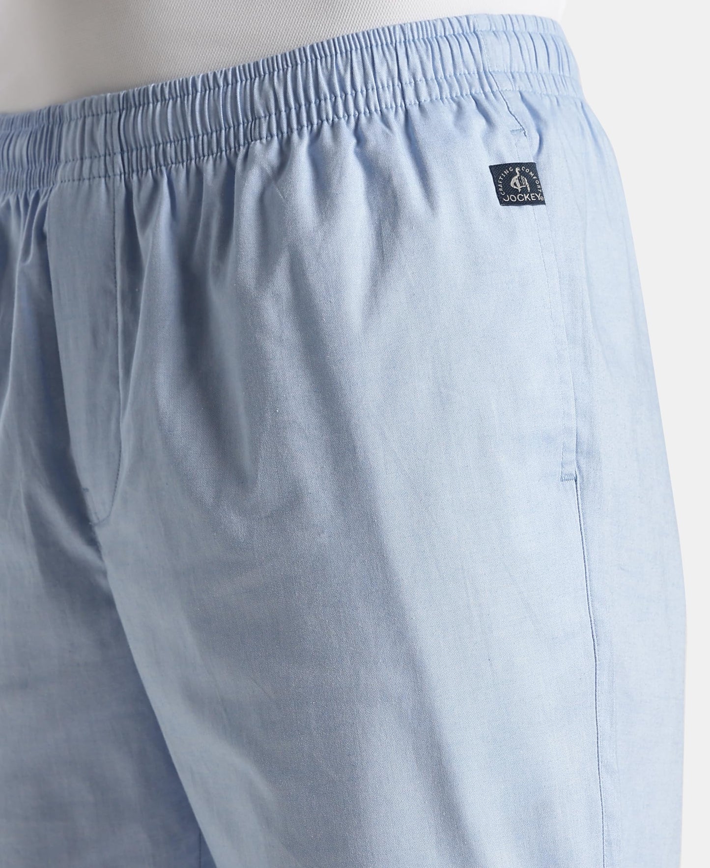 Jockey RM09 Men's Super Combed Cotton Relaxed Fit Pyjama with Side Pockets (Prints & Color May Vary)_Light Blue Chambray_XL