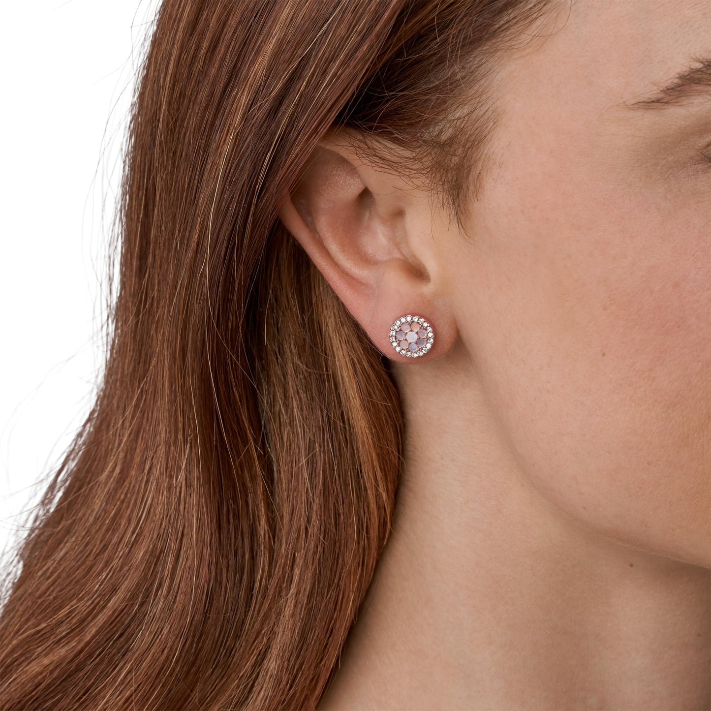 Fossil Mop Rose Gold Earring JF02906791 For Women
