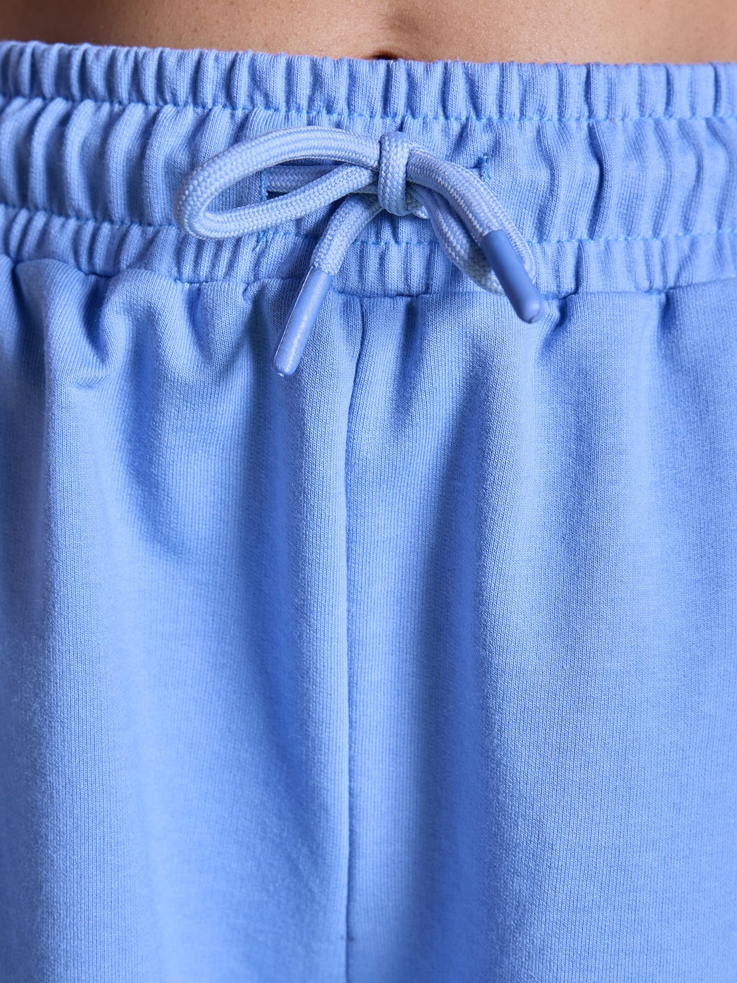 NYKD All Day Knitted Terry Shorts with Curved Hem with Elasticated Waistaband and Side Pockets Suitable for All Occasions Shorts, NYLE503, Light Blue, L, 1N